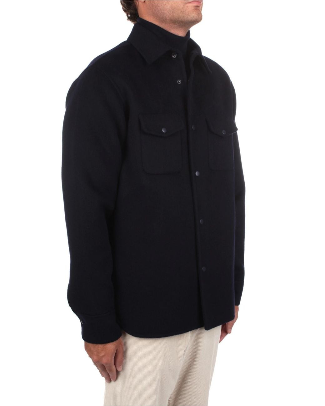 Aspesi Blue Shirt Collar Buttoned Overshirt for men