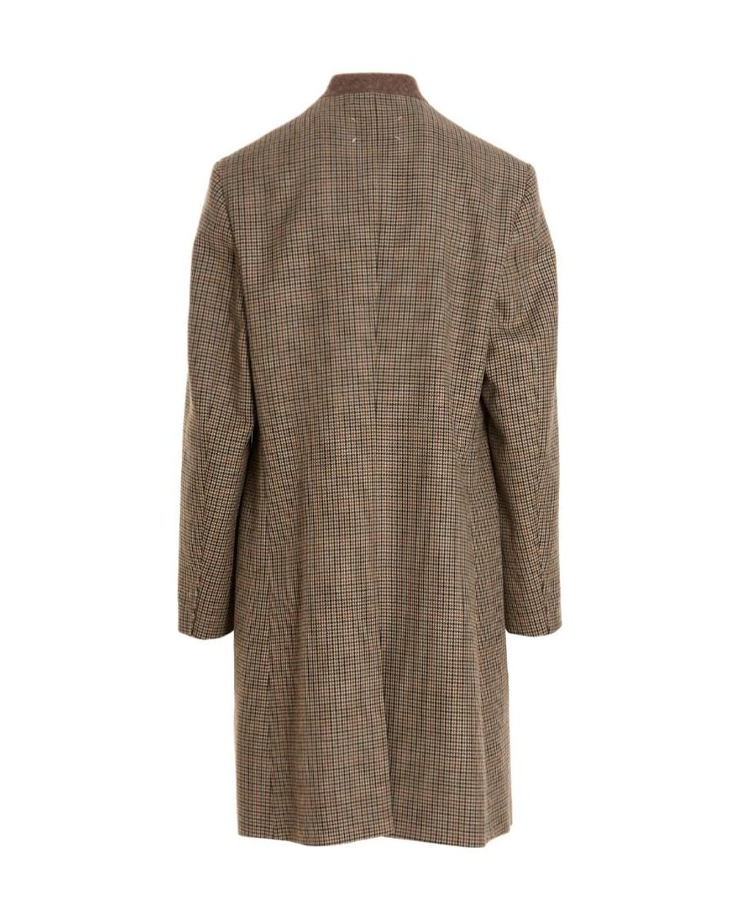 Maison Margiela Brown Checked Single-Breasted Coat for men
