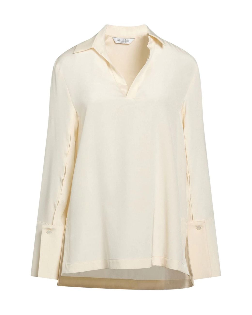 Max Mara White Solid-Color Satin Shirt