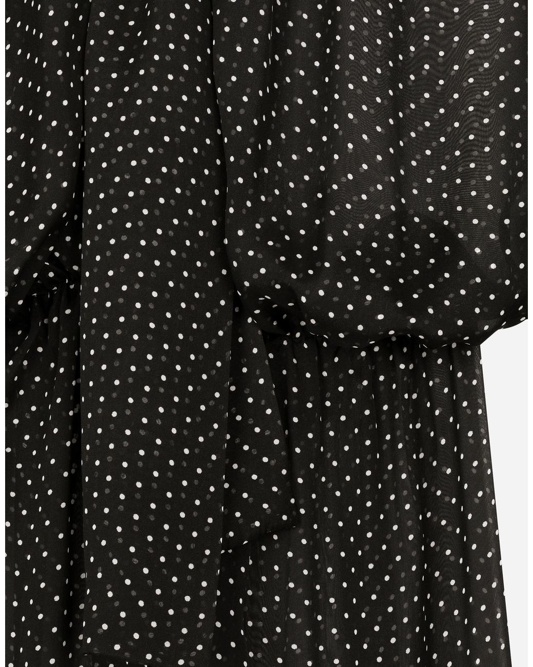 Dolce & Gabbana Black Polka-Dot Print Maxi Dress
