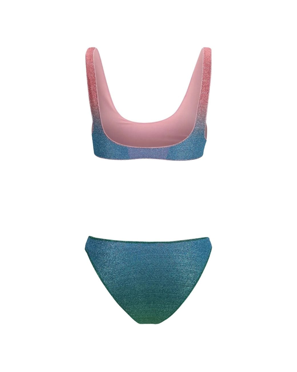 Oseree Blue Oséree Two Piece Lurex Thread Swimsuit