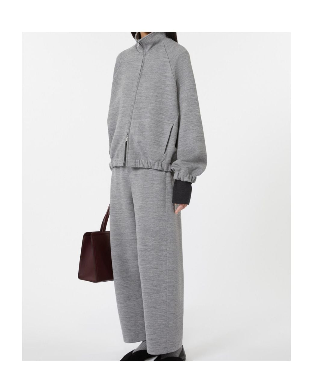 Max Mara Gray Frine High-Neck Zipped Sweatshirt
