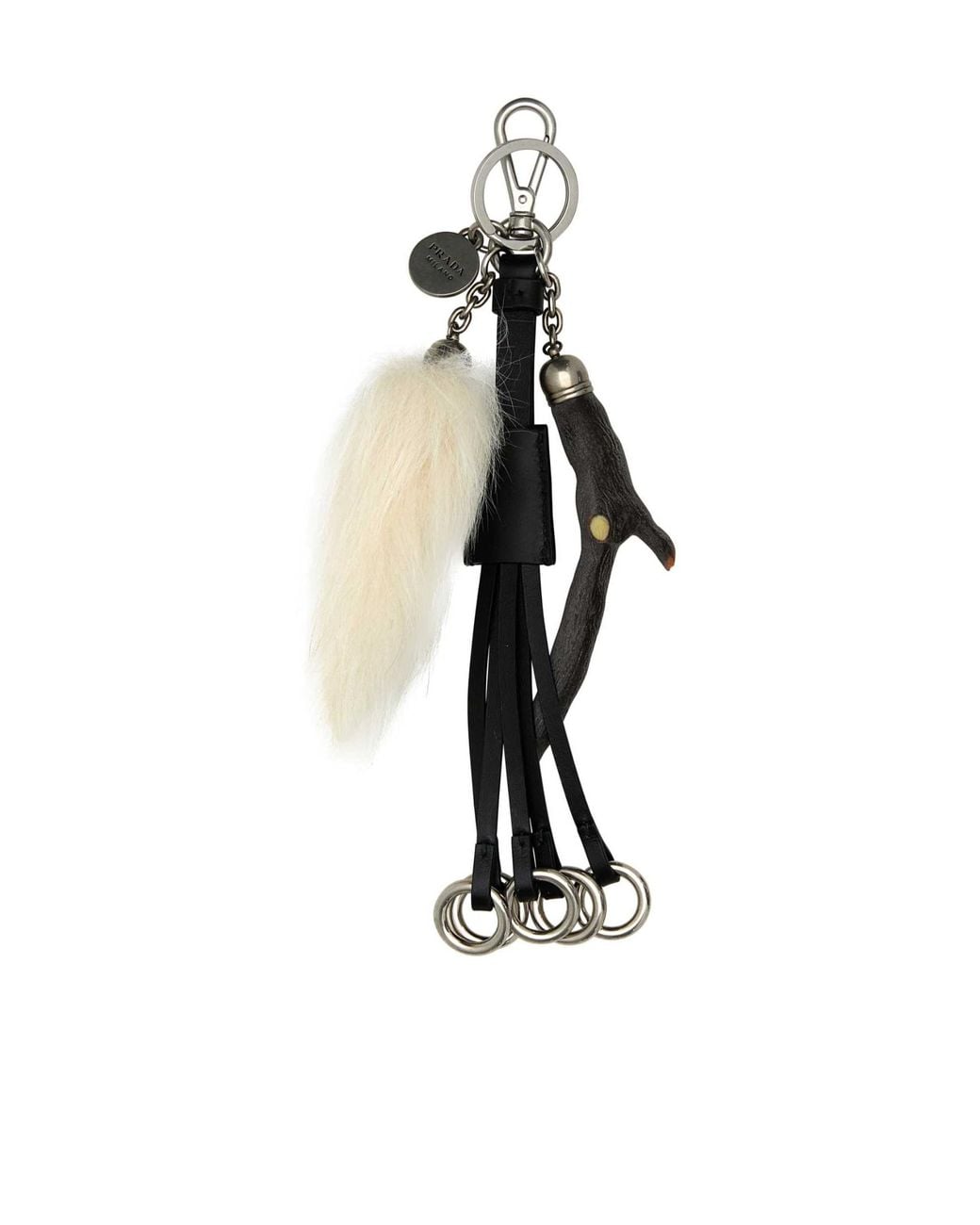 Prada White Logo-Engraved Keyring