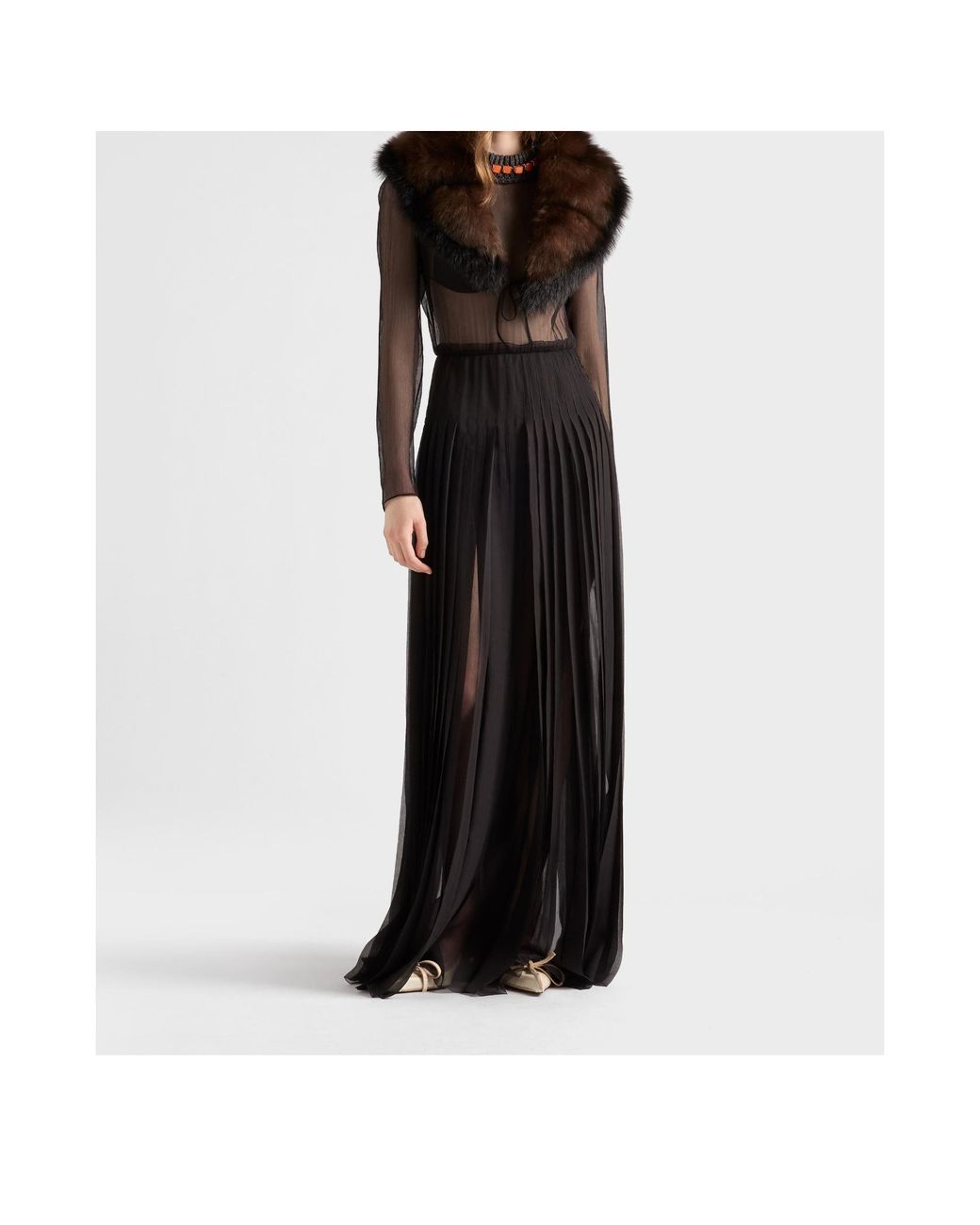 Prada Black Long Silk Chiffon Dress