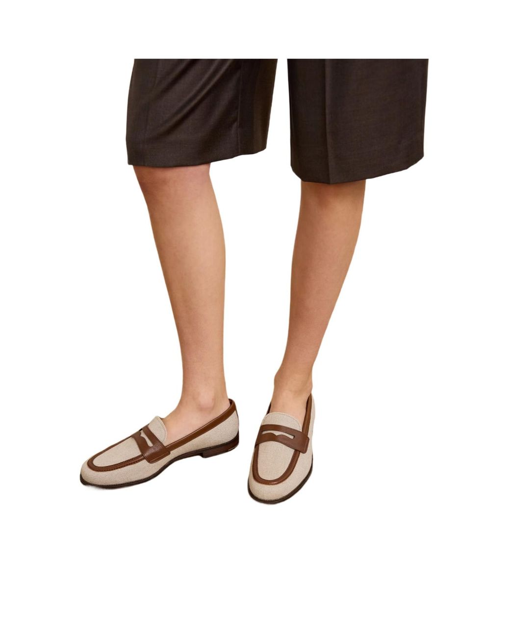 Church's Brown Leather-Trimmed Canvas Penny Loafers