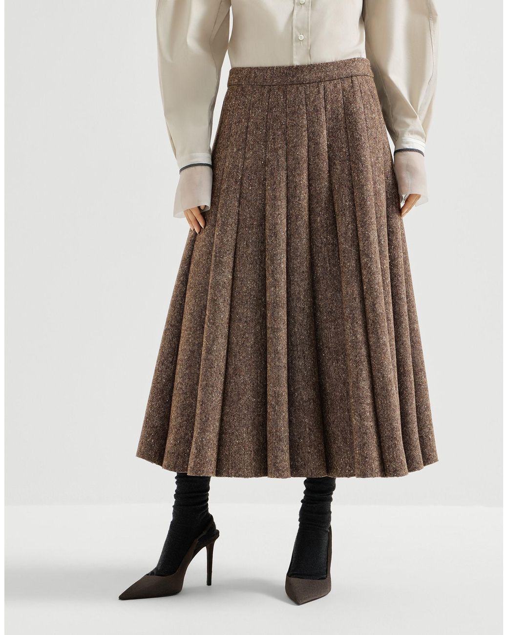 Brunello Cucinelli Brown Pleated Skirt