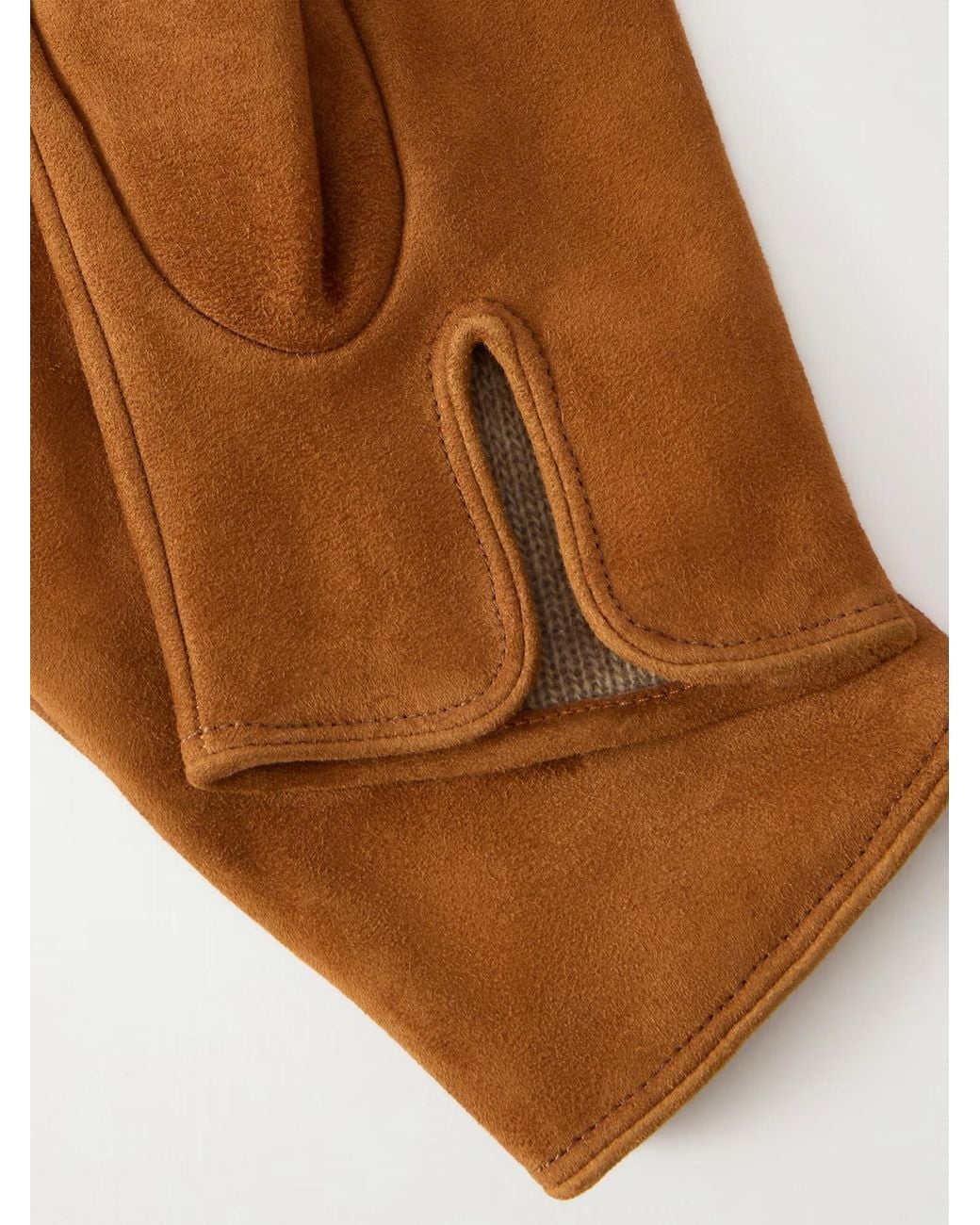 Nour Hammour Brown Suede Gloves