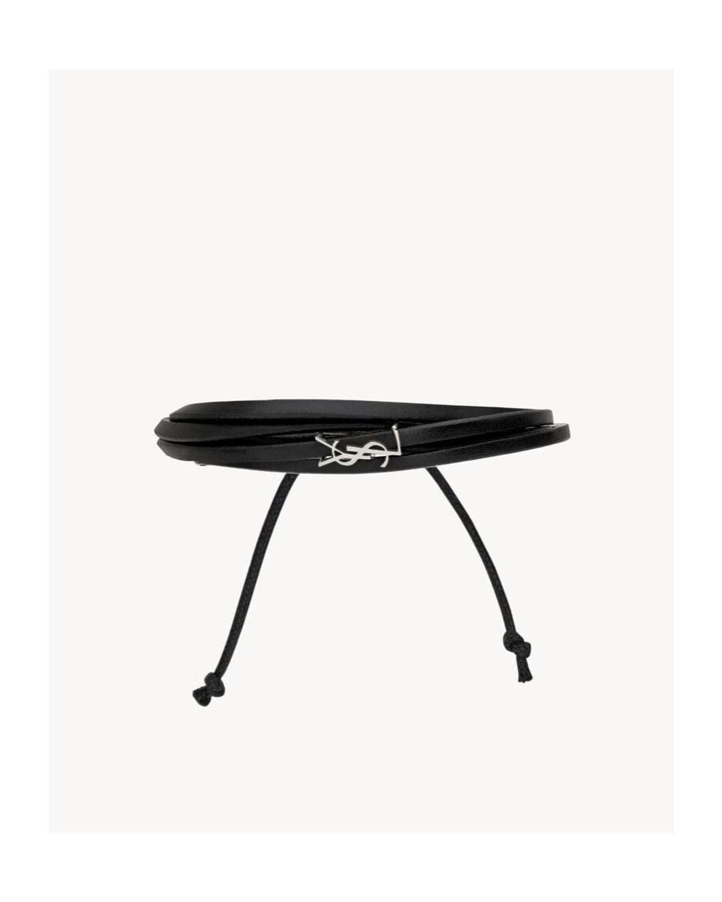 Saint Laurent Black Cassandre Multi-Strand Bracelet for men