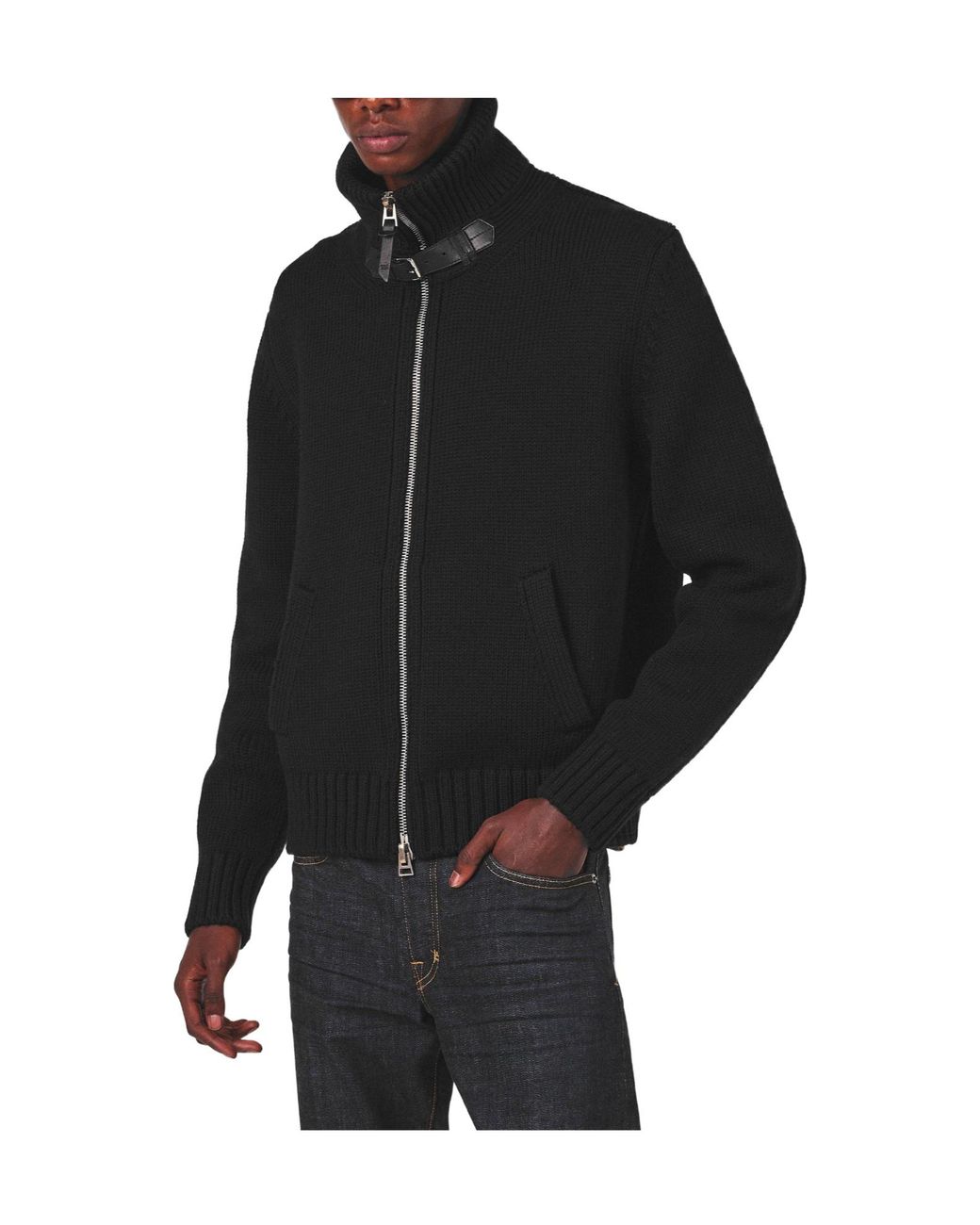 Tom Ford Black Wool Zipper Shirt for men
