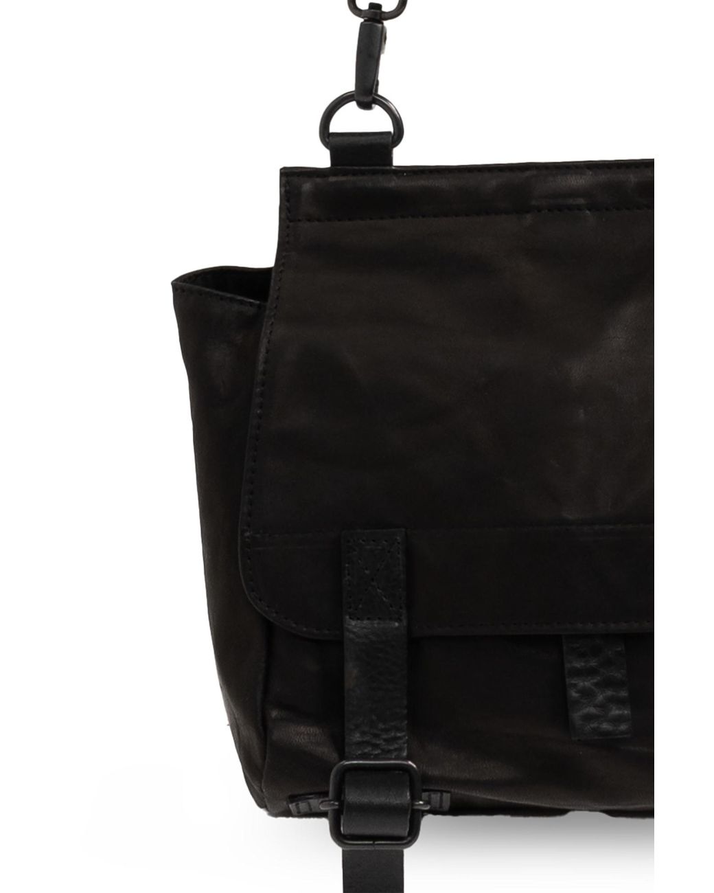 Yohji Yamamoto Black Buckled Messenger Bag for men