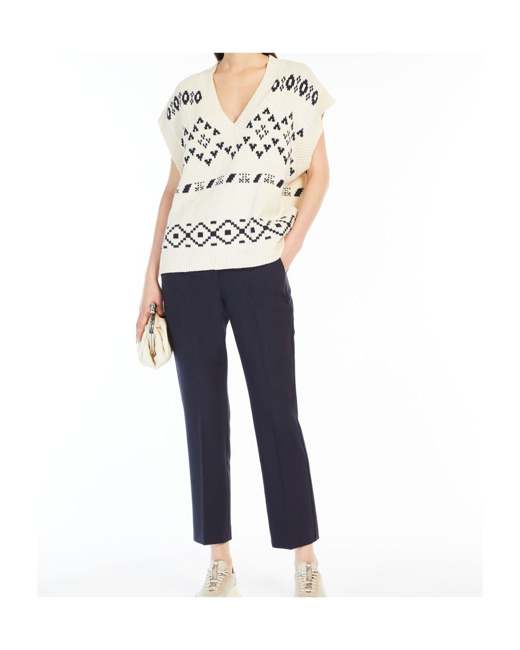 Weekend by Maxmara White V-Neck Short-Sleeved Vest