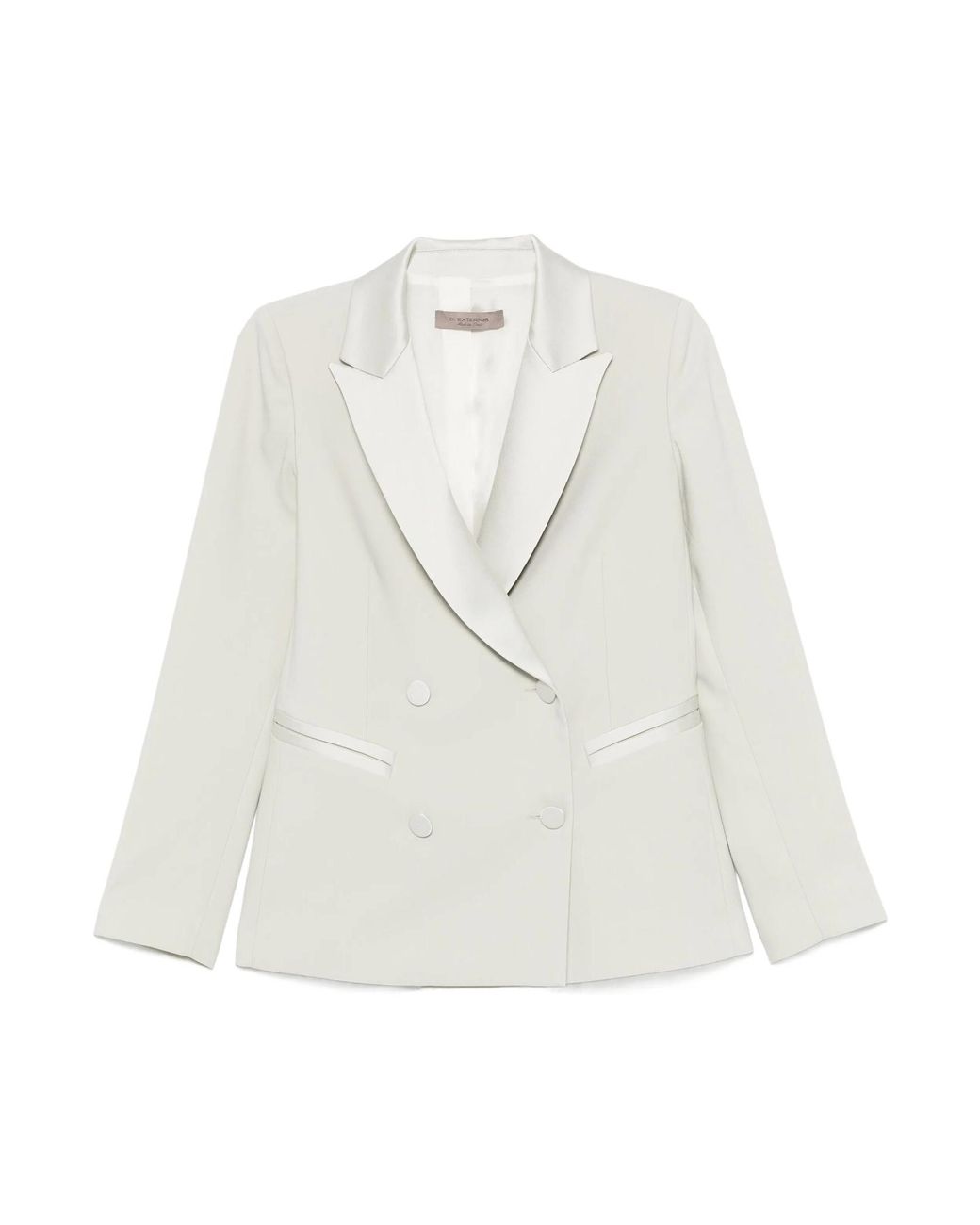 D.exterior White Double-Breasted Blazer Jacket