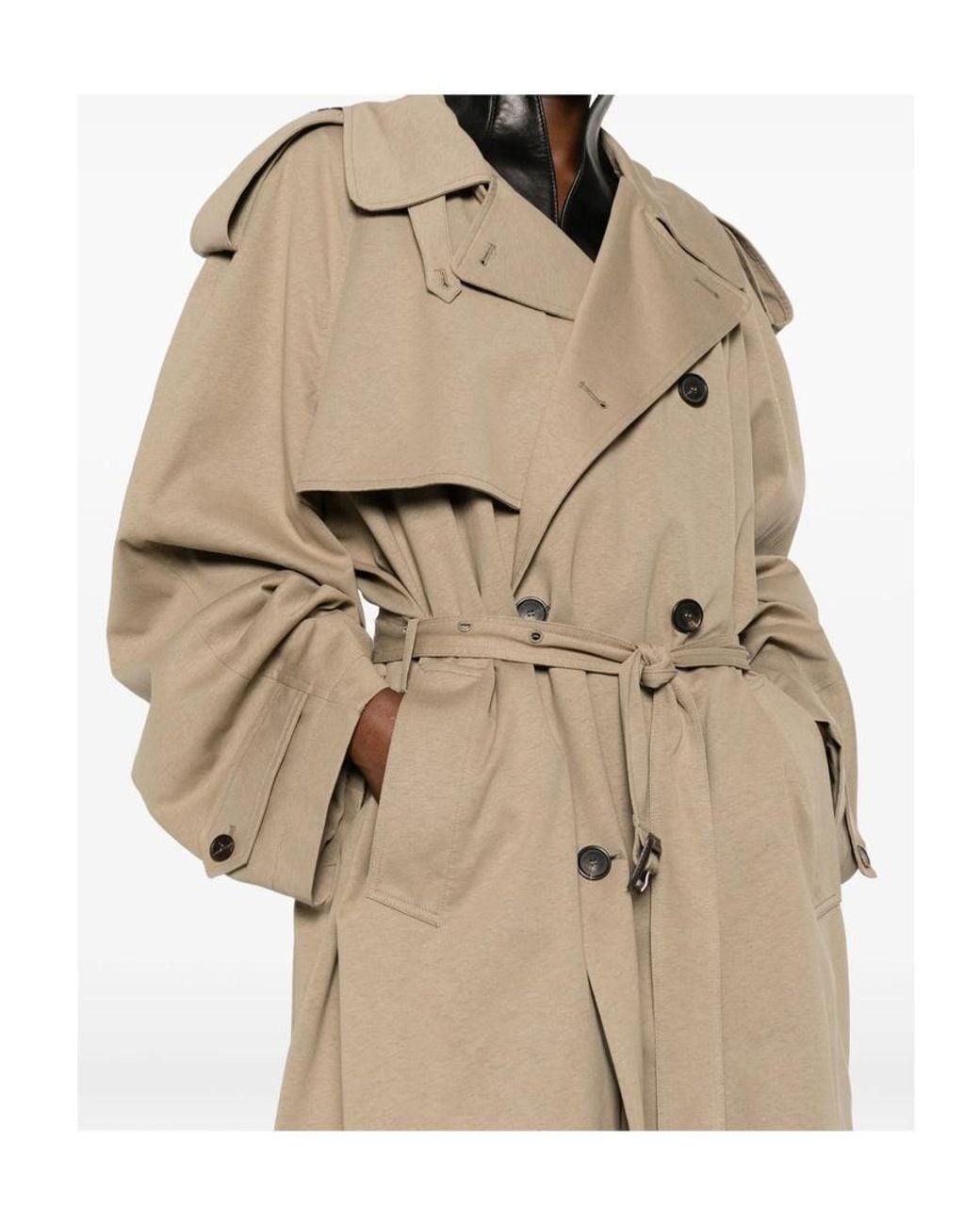 Balenciaga Natural Belted Double-Breasted Trench Coat