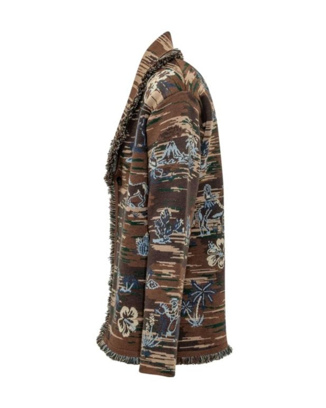 Alanui Brown Tex-Hawaii Jacquard Cardigan for men