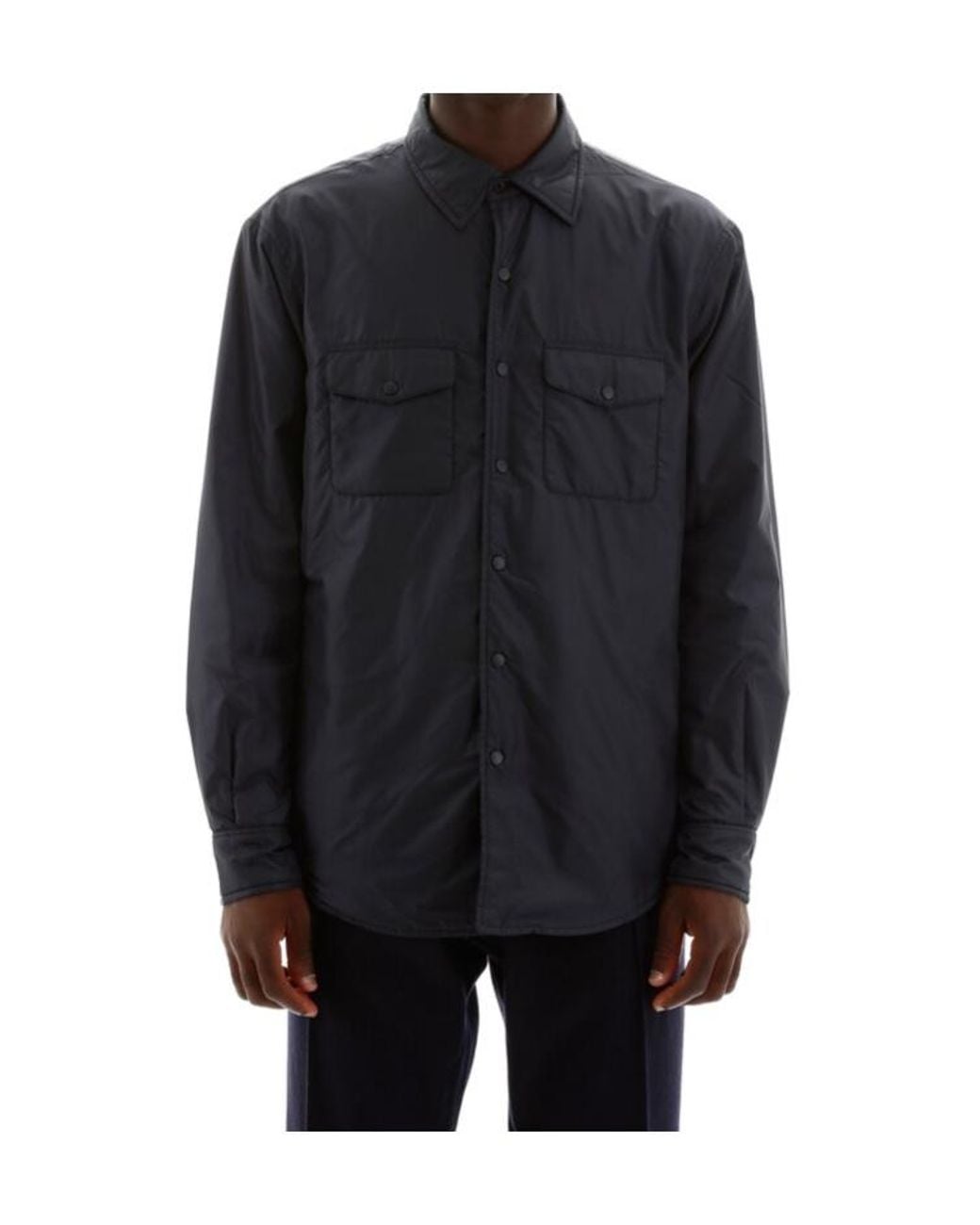 Aspesi Blue Chest-Pocketed Buttoned Shirt Jacket for men