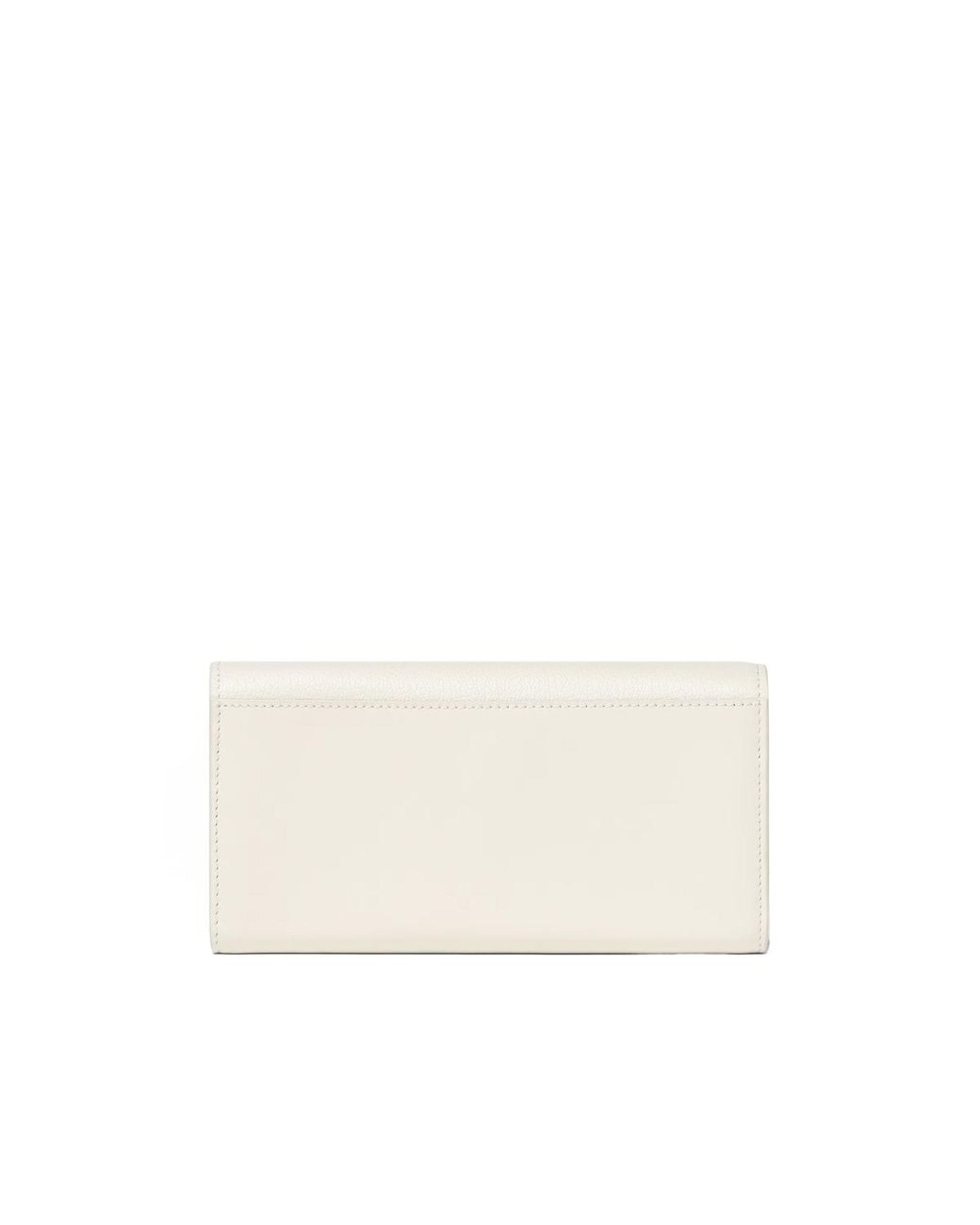 Fendi White Ff Continental With Chain Parchment-Colored Leather Wallet