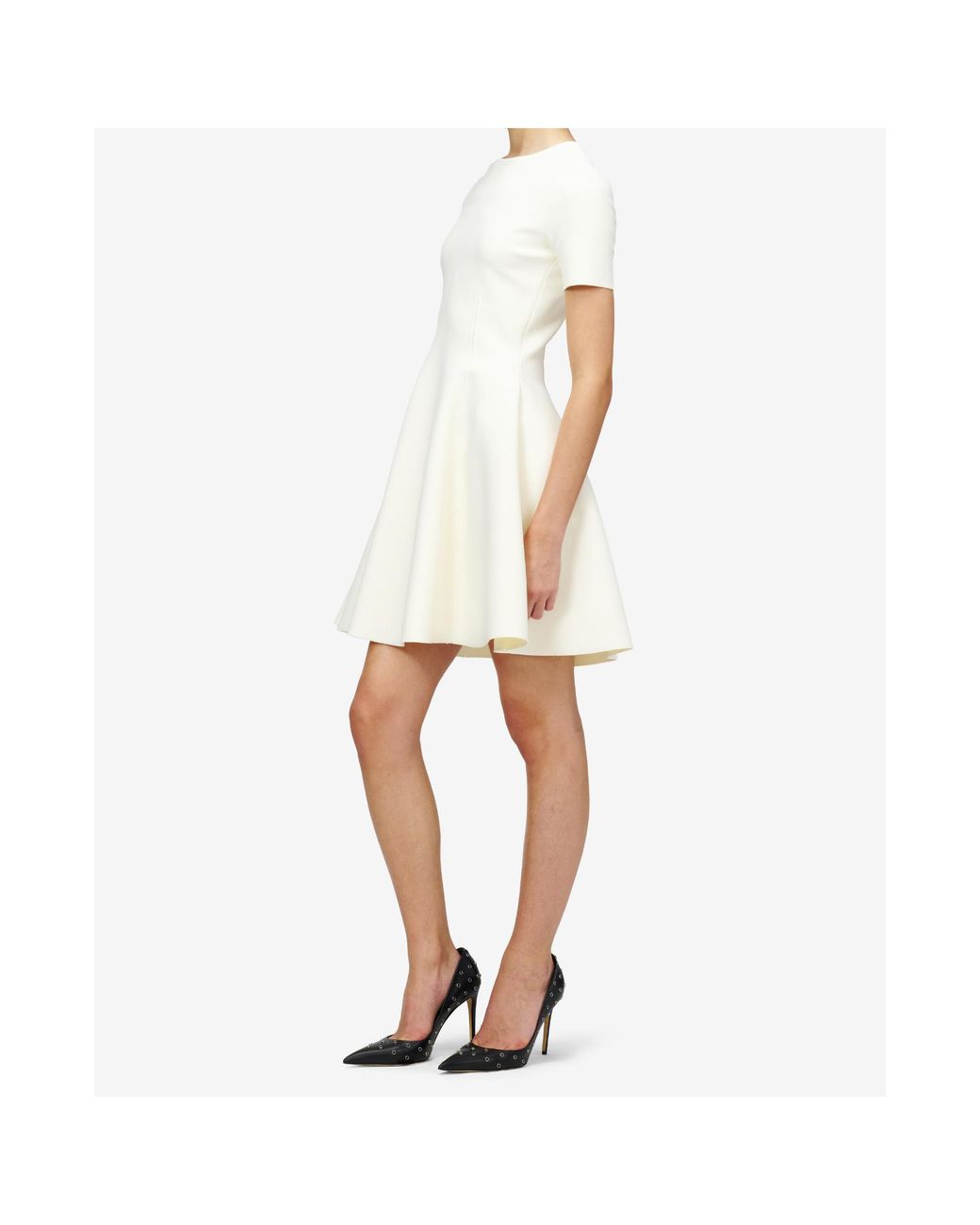 McQueen White Short-Sleeve Mini Dress