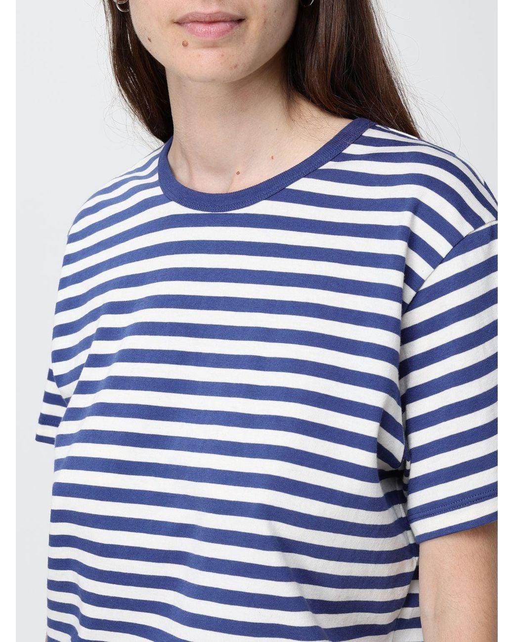 DUNST Blue Striped Cotton T-Shirt