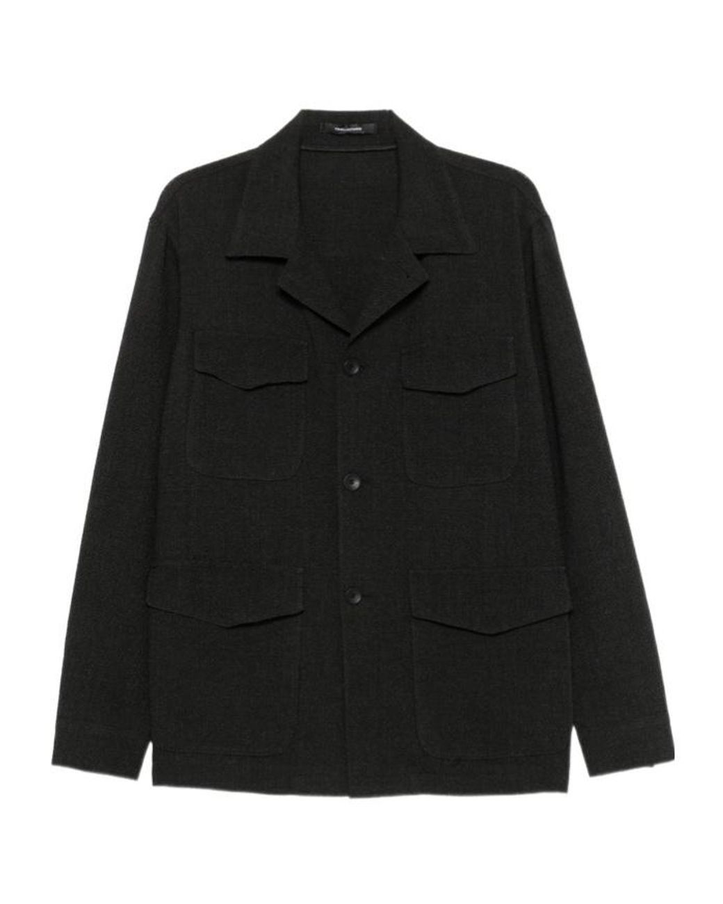 Tagliatore Black Long-Sleeved Casual Jacket for men