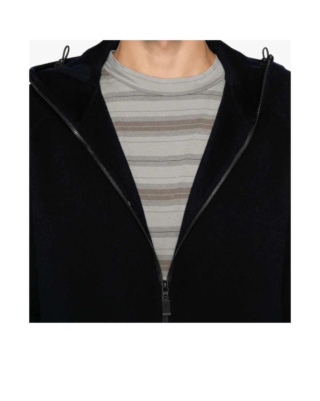 Aspesi Blue Hooded Zip-Up Parka for men