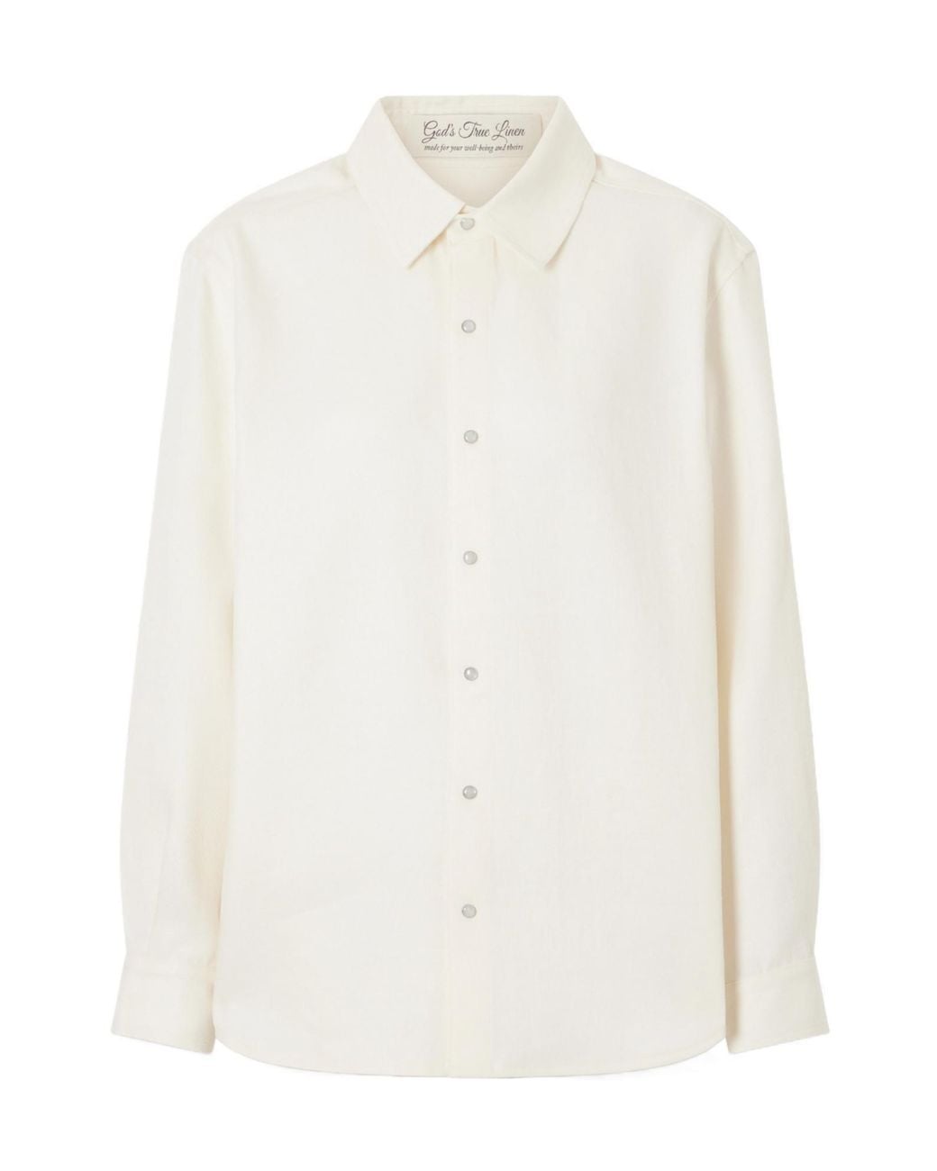 God's True Cashmere White Solid Linen Shirt