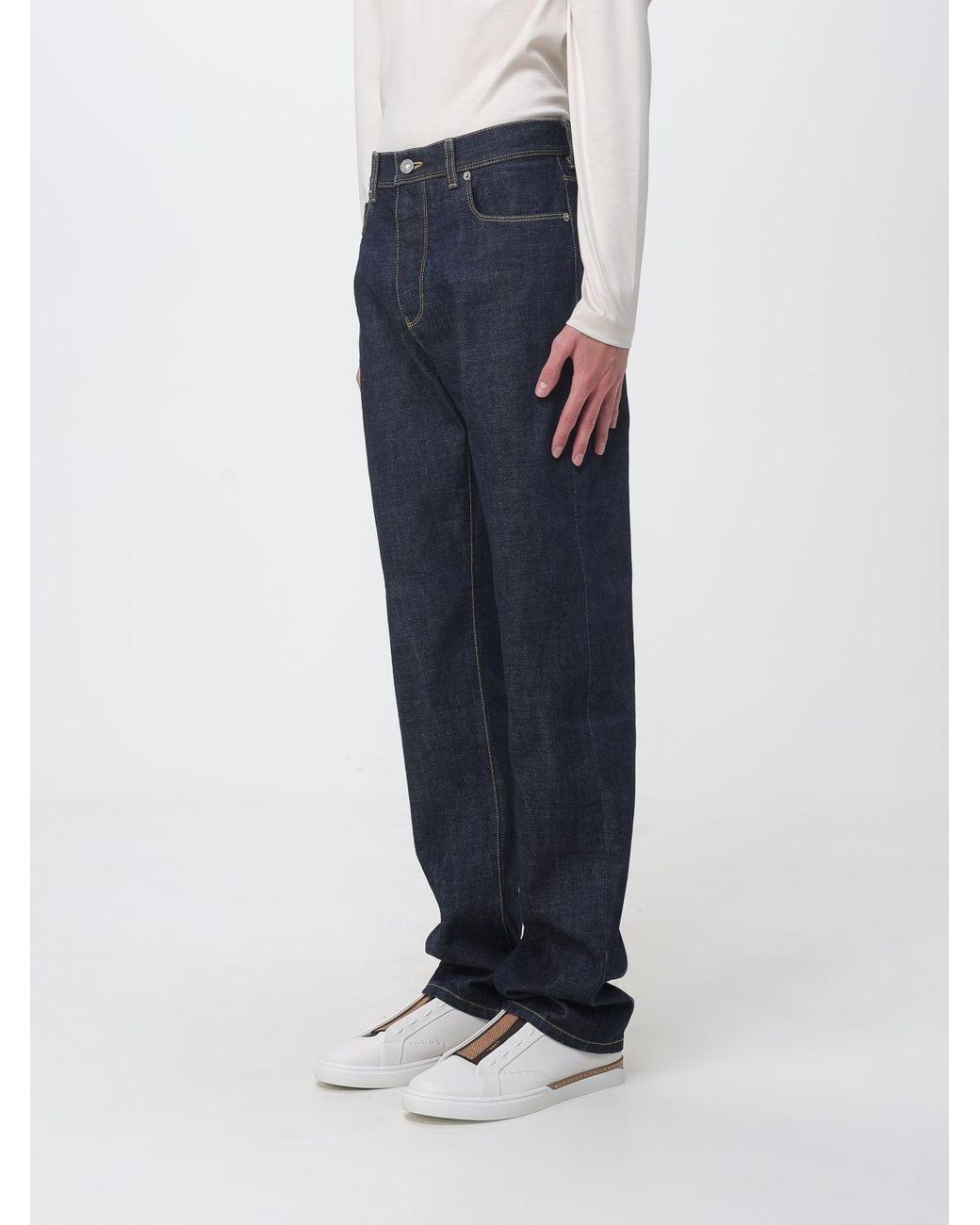 Fendi Gray Logo Patch Straight-Leg Jeans for men