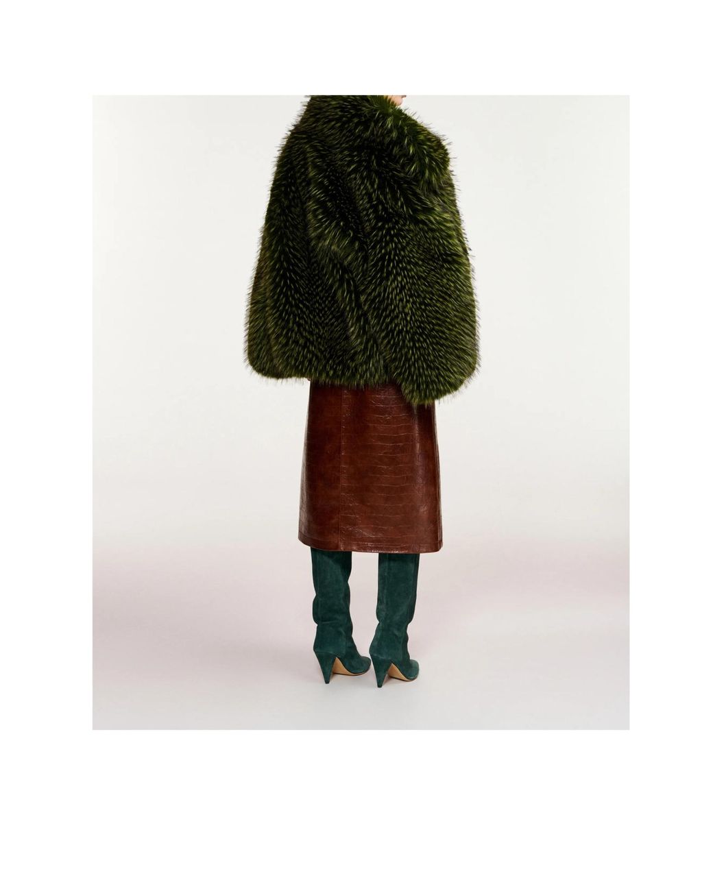 Essentiel Antwerp Green Kastanje Oversized Faux Fur Coat