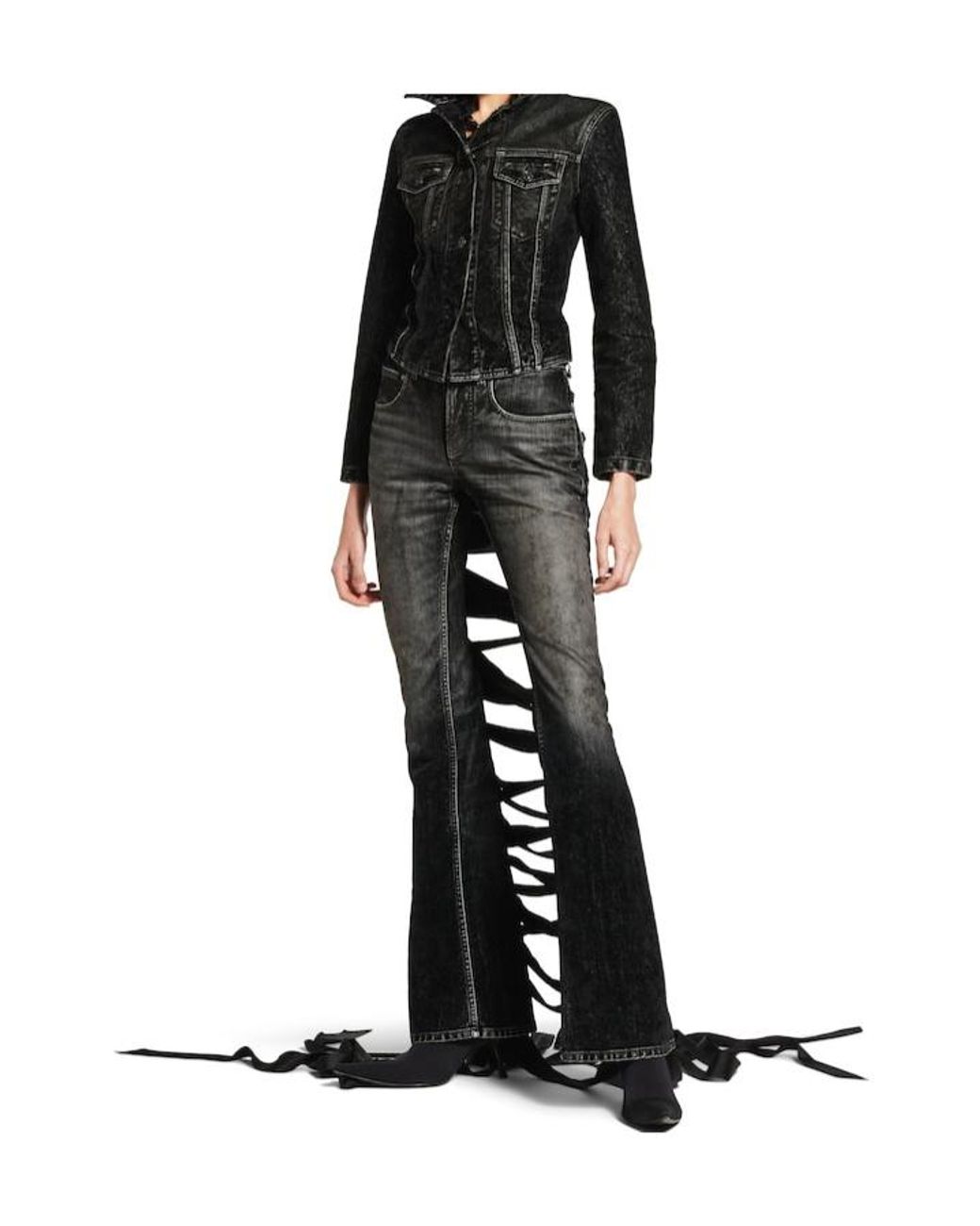 Balenciaga Black Lace-Up Denim Jacket