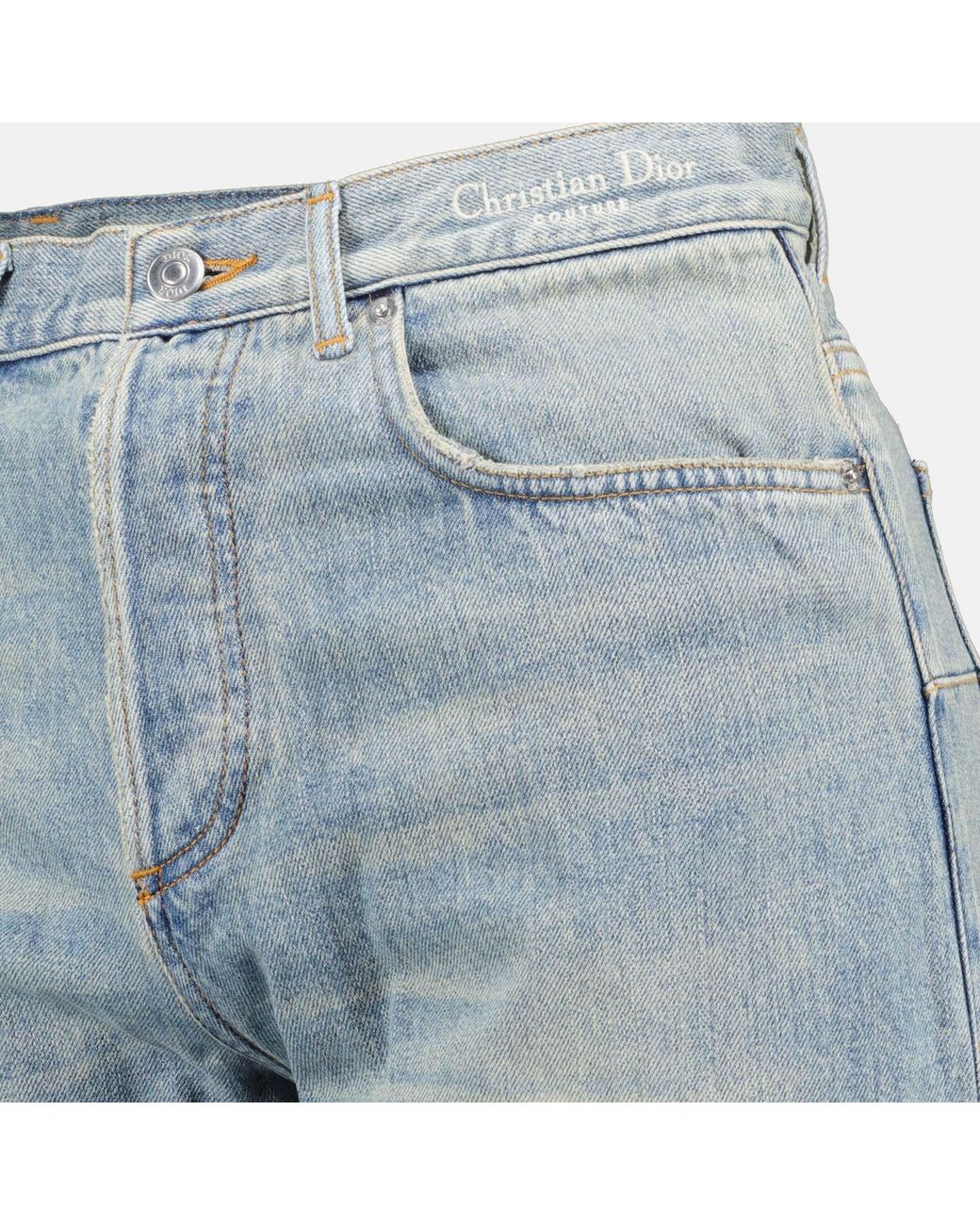 Dior Blue Homme Logo Patch Straight-Leg Jeans for men