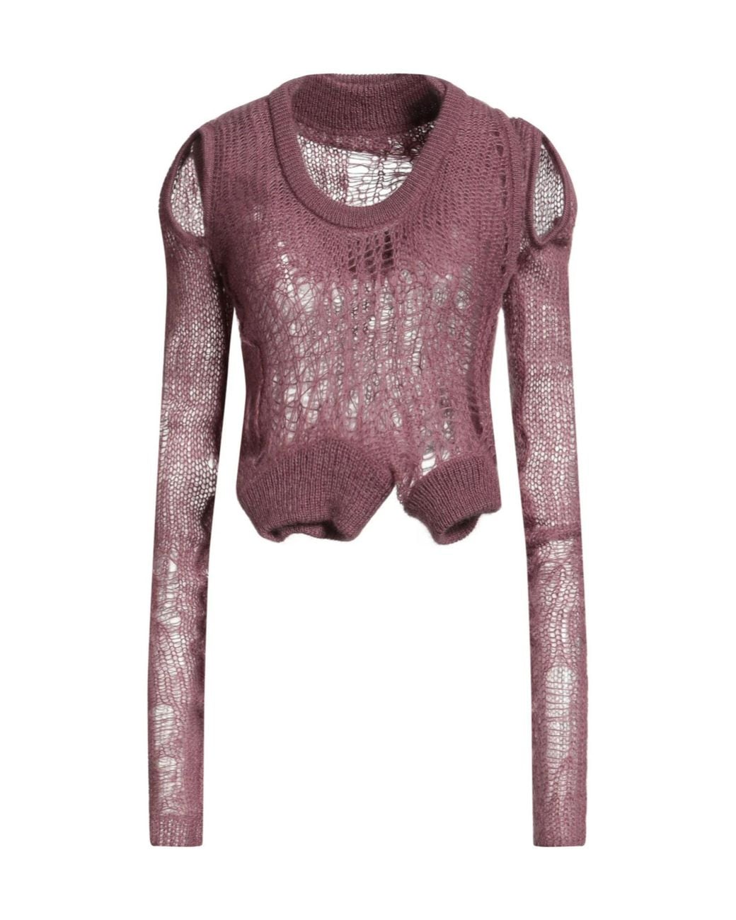 Rick Owens Purple Openwork Mesh Knit Top