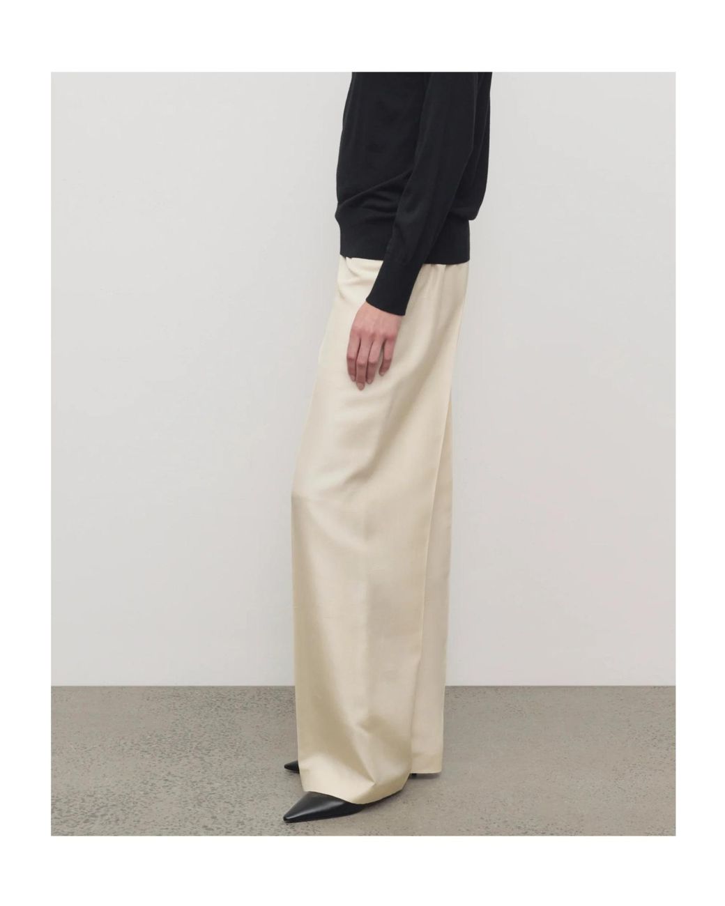 The Row White Beta Silk Trousers
