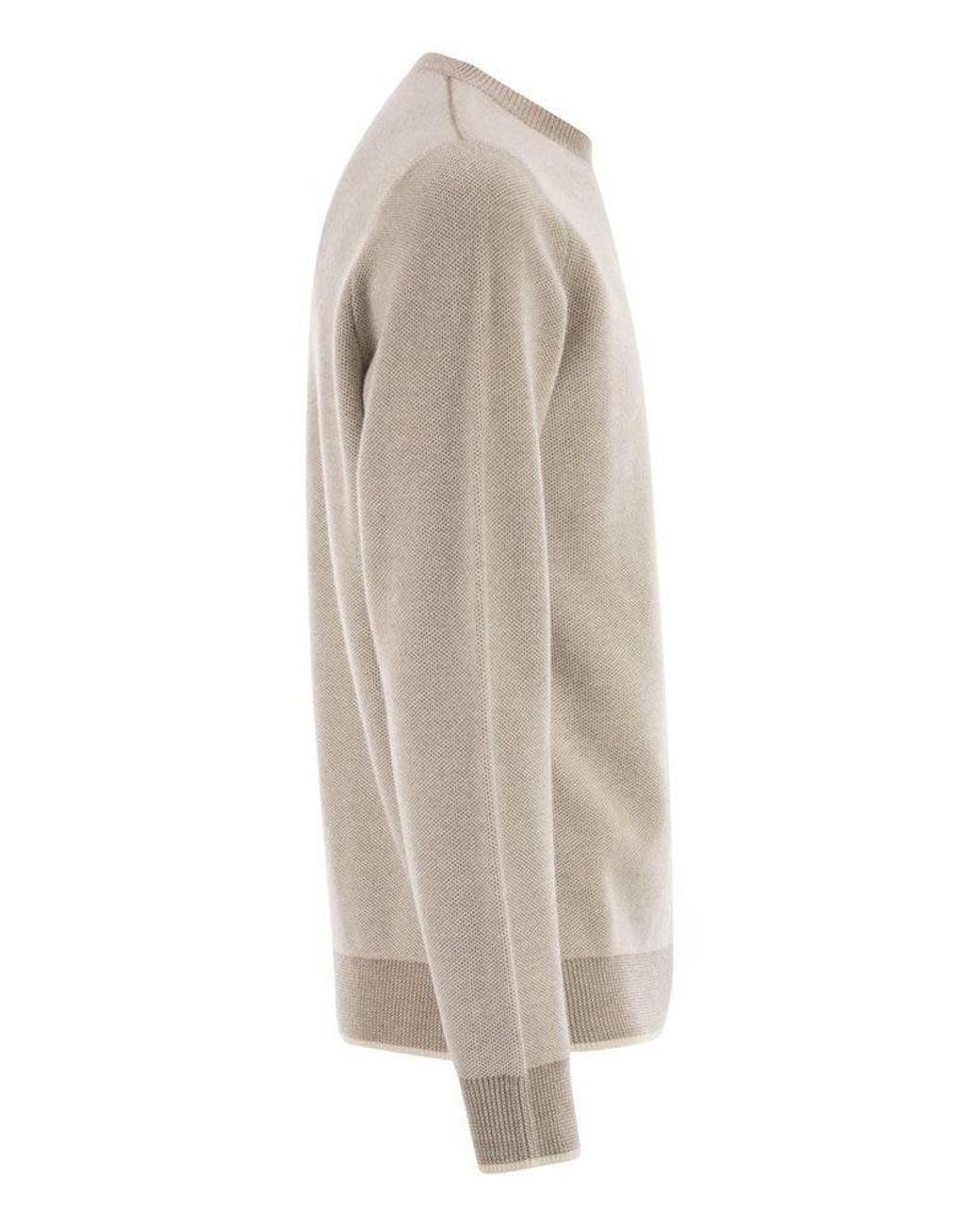 Peserico Natural Ribbed-Trim Sweater for men