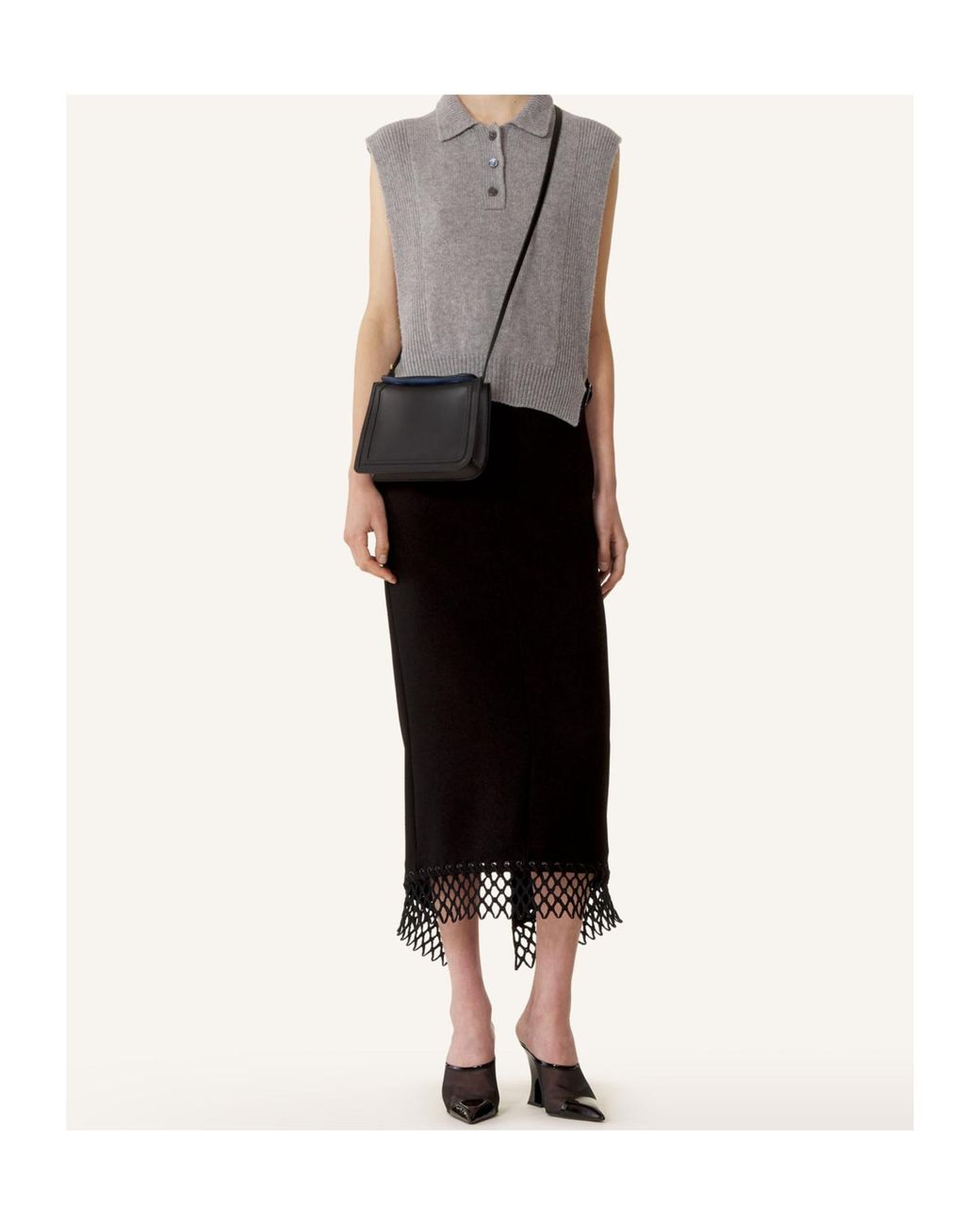 Lanvin Black Compagnon Flap Shoulder Bag