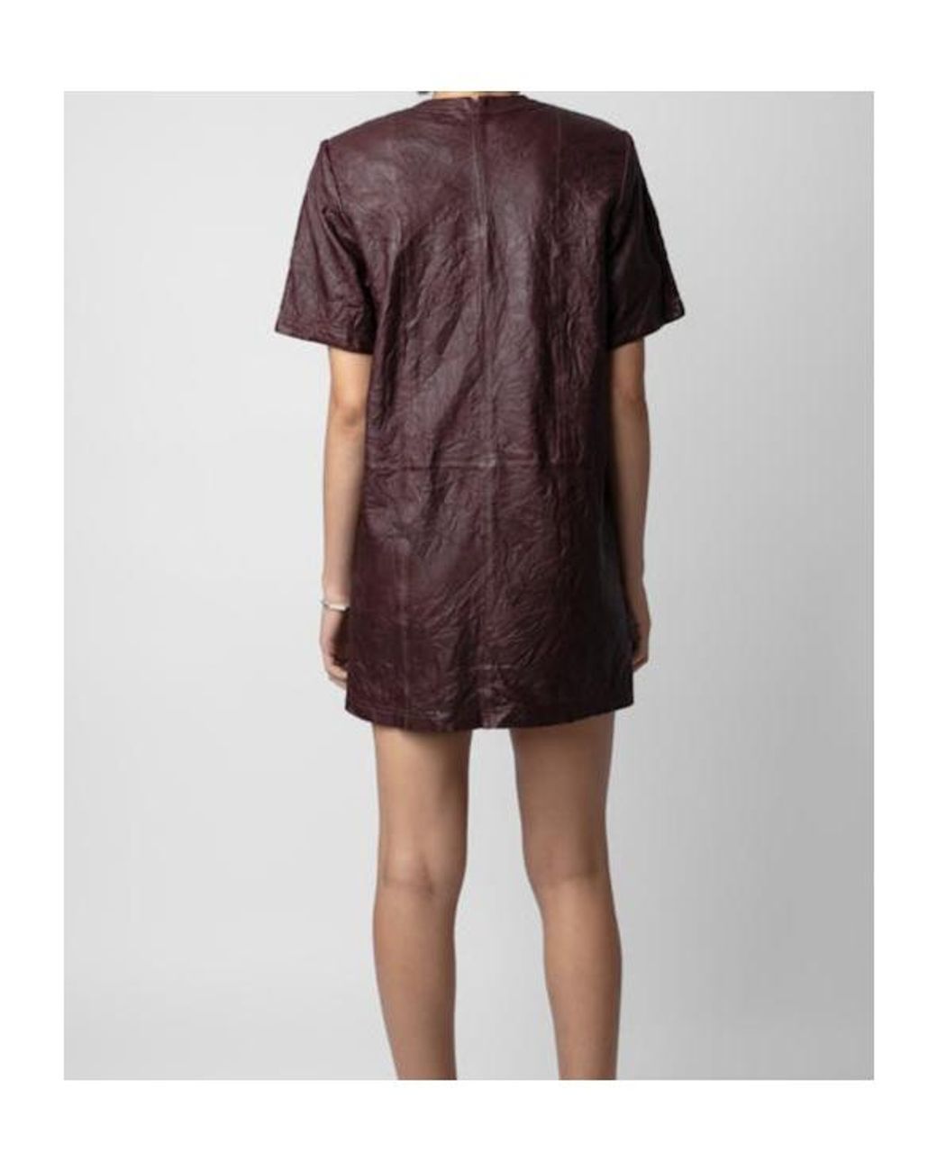 Zadig & Voltaire Brown Riddy Creased Leather Minidress