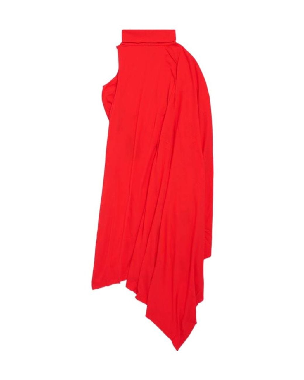 Balenciaga Red Draped One-Shoulder Dress