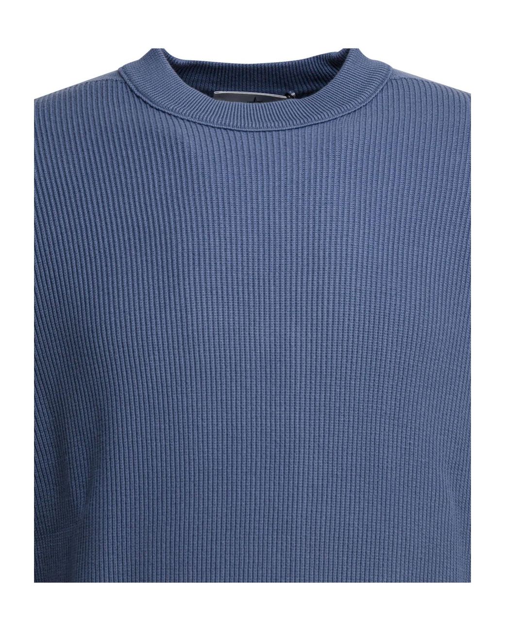 Stone Island Blue Ribbed Patch Sweater for men