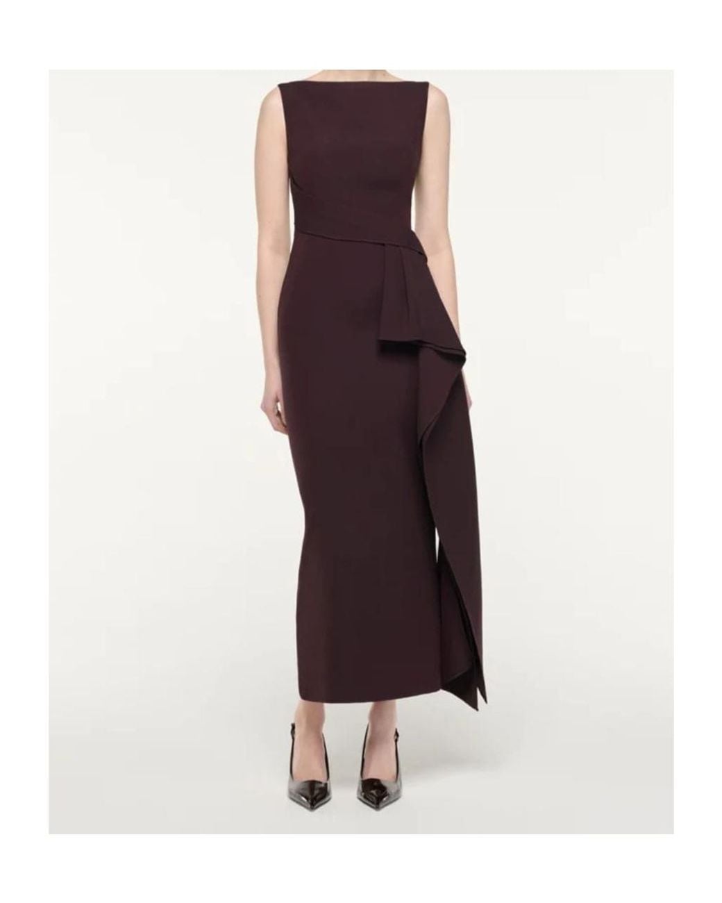 Roland Mouret Purple Draped Sleeveless Midi Dress