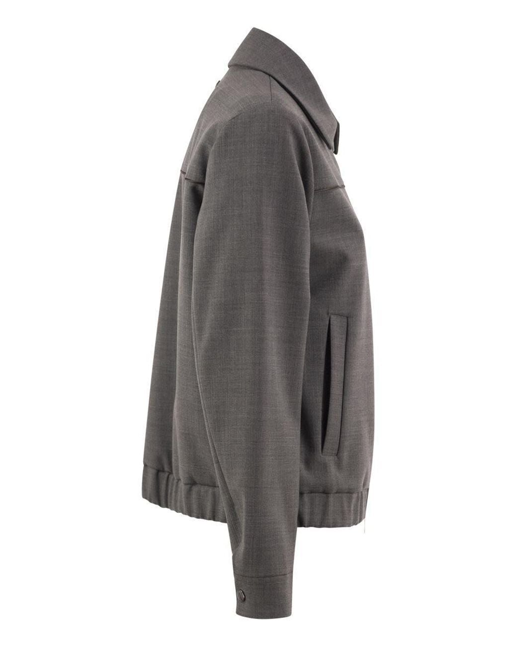 Peserico Gray Long-Sleeve Casual Zip-Up Jacket