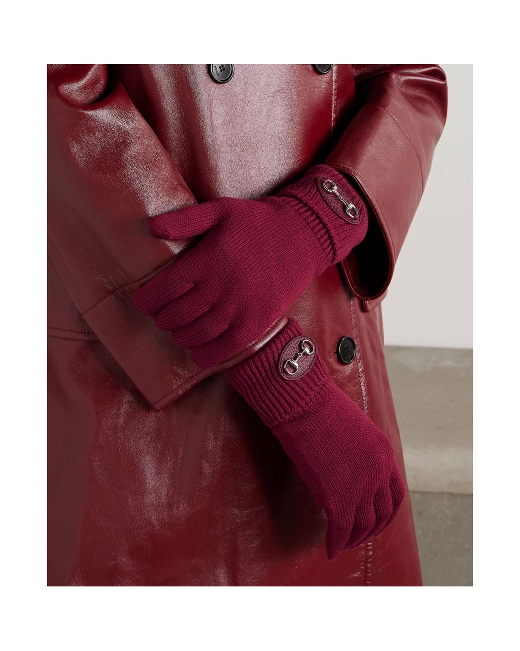 Gucci Red Horsebit Knit Gloves