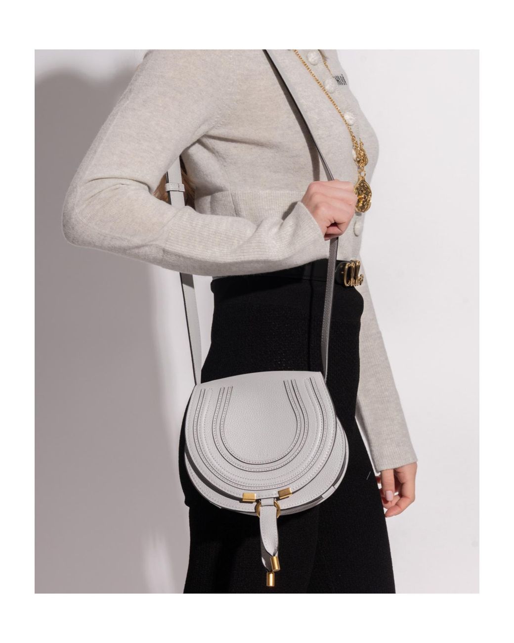 Chloé Gray Chloé Marcie Foldover Small Saddle Bag