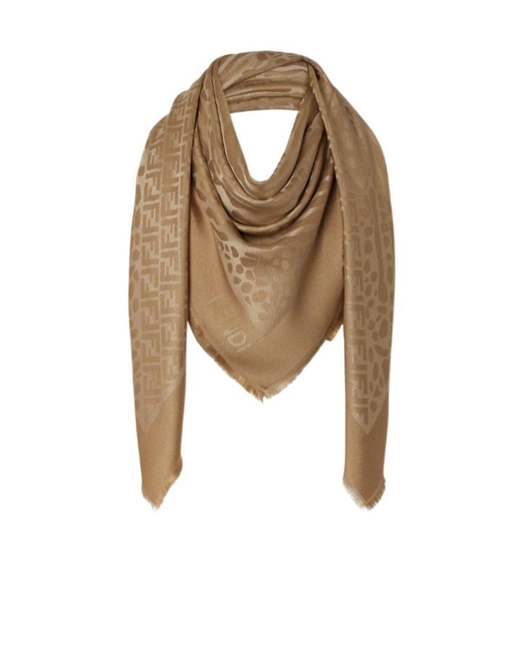 Fendi Natural Ff Frayed-Edge Scarf