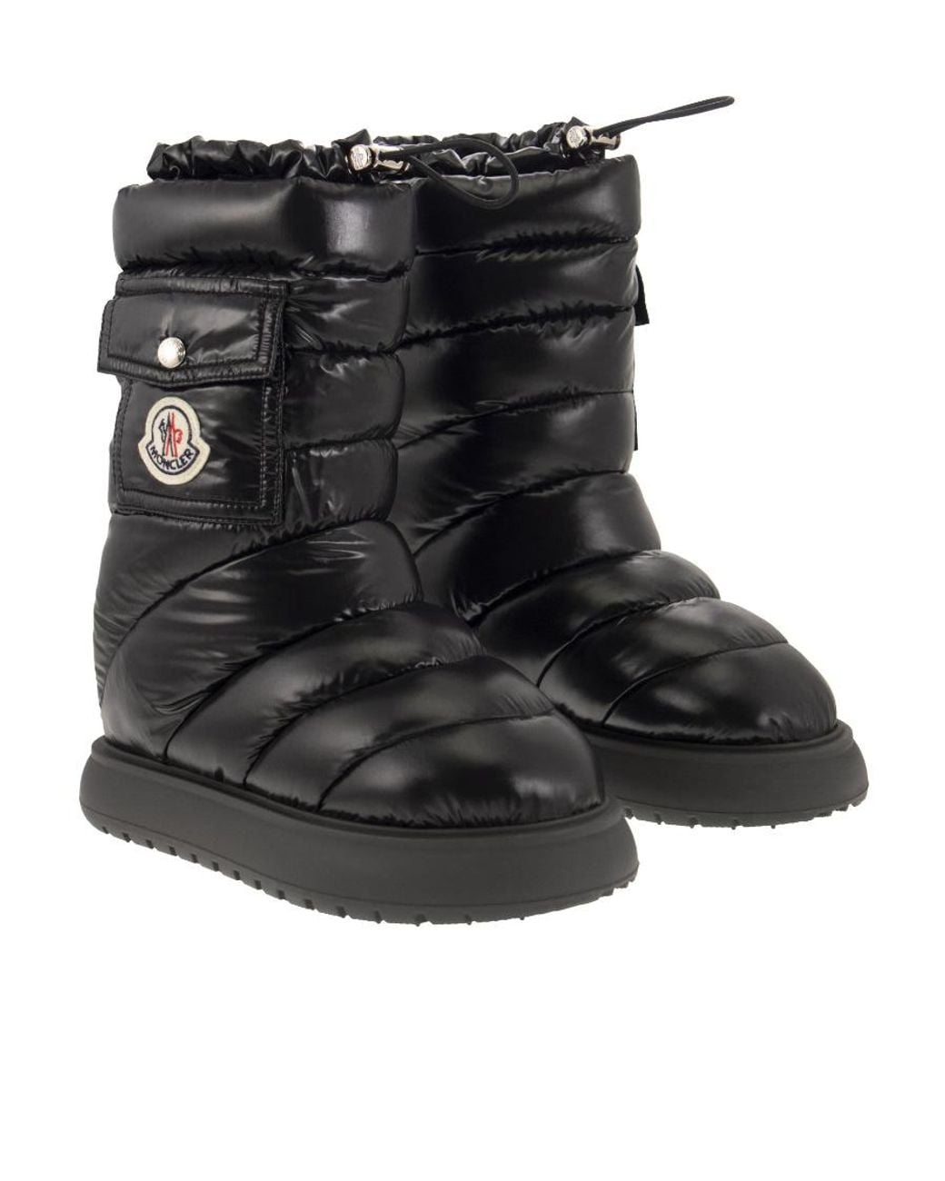 Moncler Black Logo Motif Patch Puffer Boots