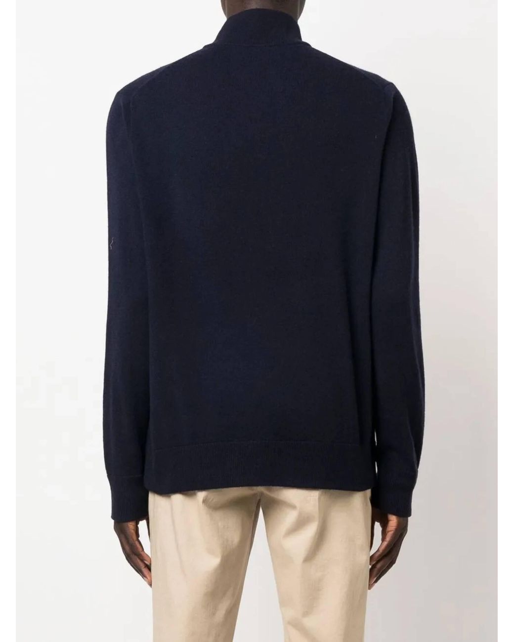 Ralph Lauren Blue Full Zip Stand Collar Cardigan for men