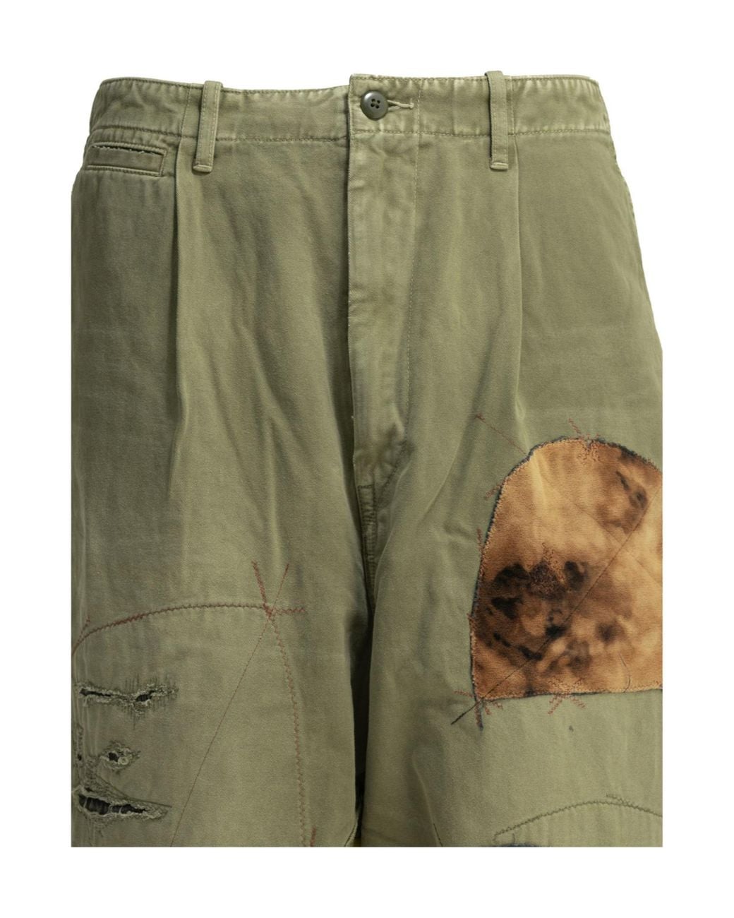 Kapital Green Katsuragi Patchwork Embroidered Tailored Trousers for men