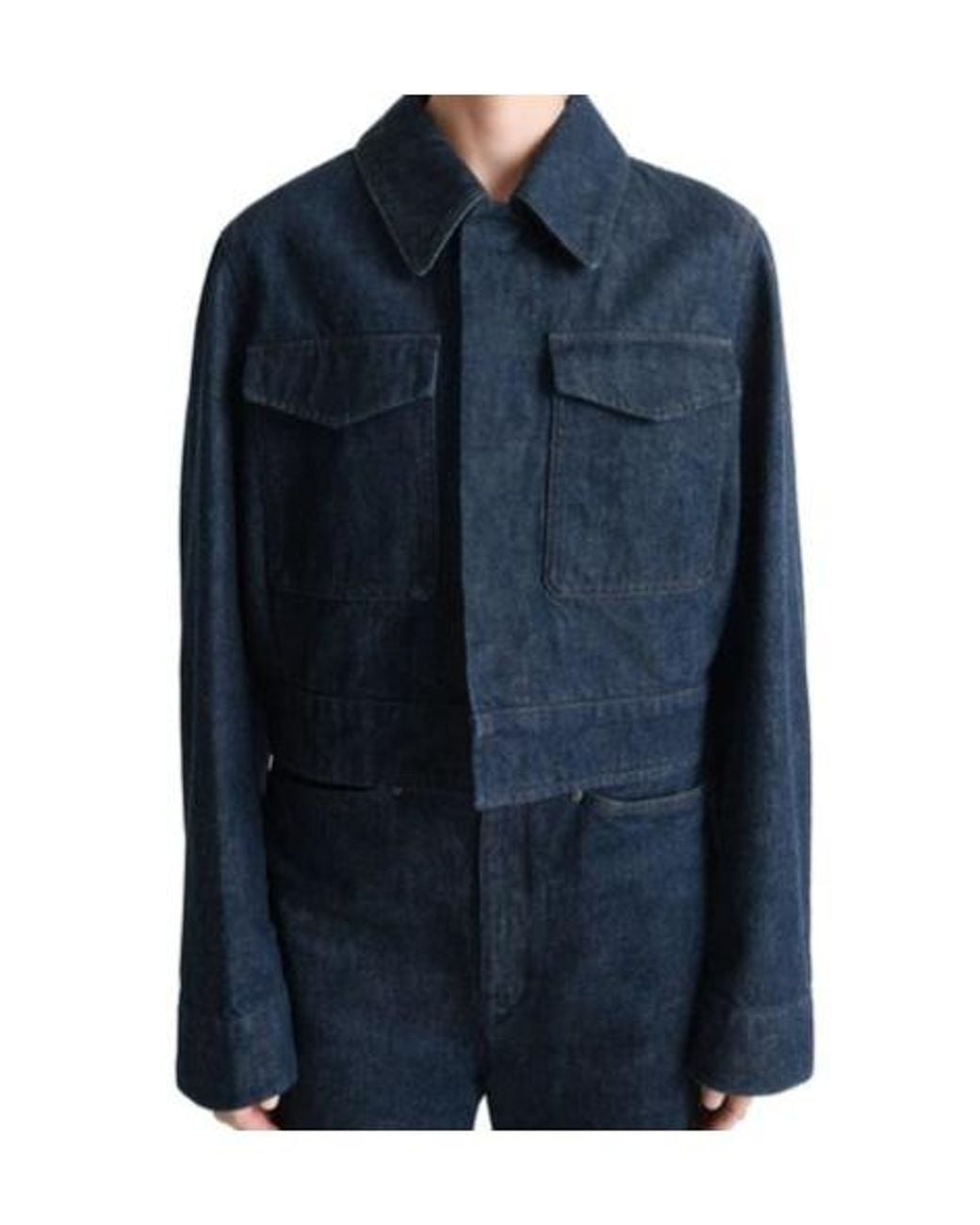 Lemaire Blue Two Pocket Cropped Jacket