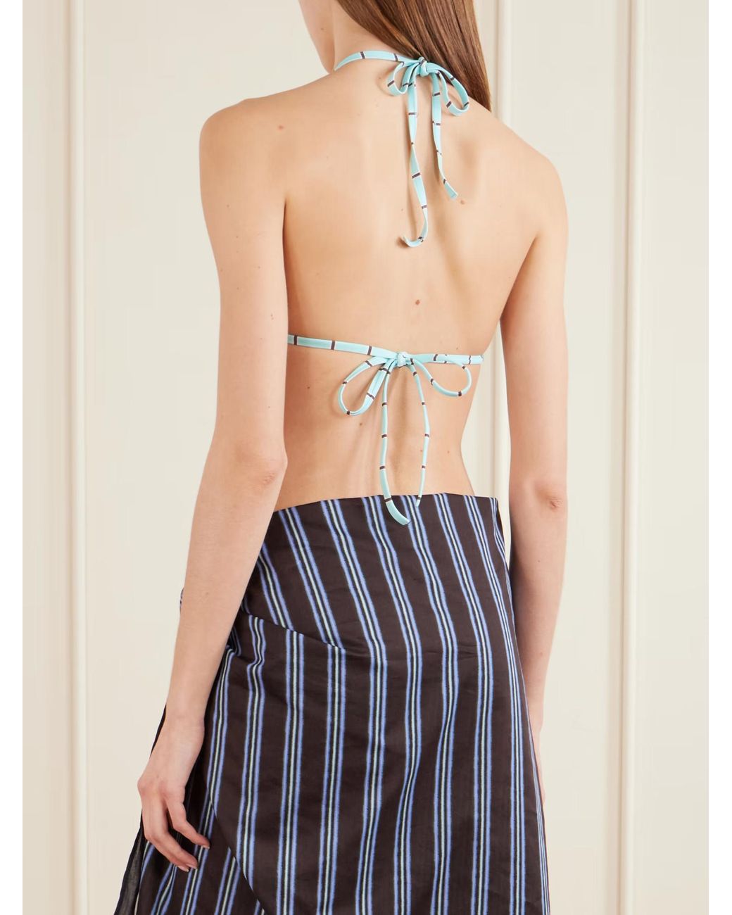 Staud Blue Lido Triangle Bikini Top