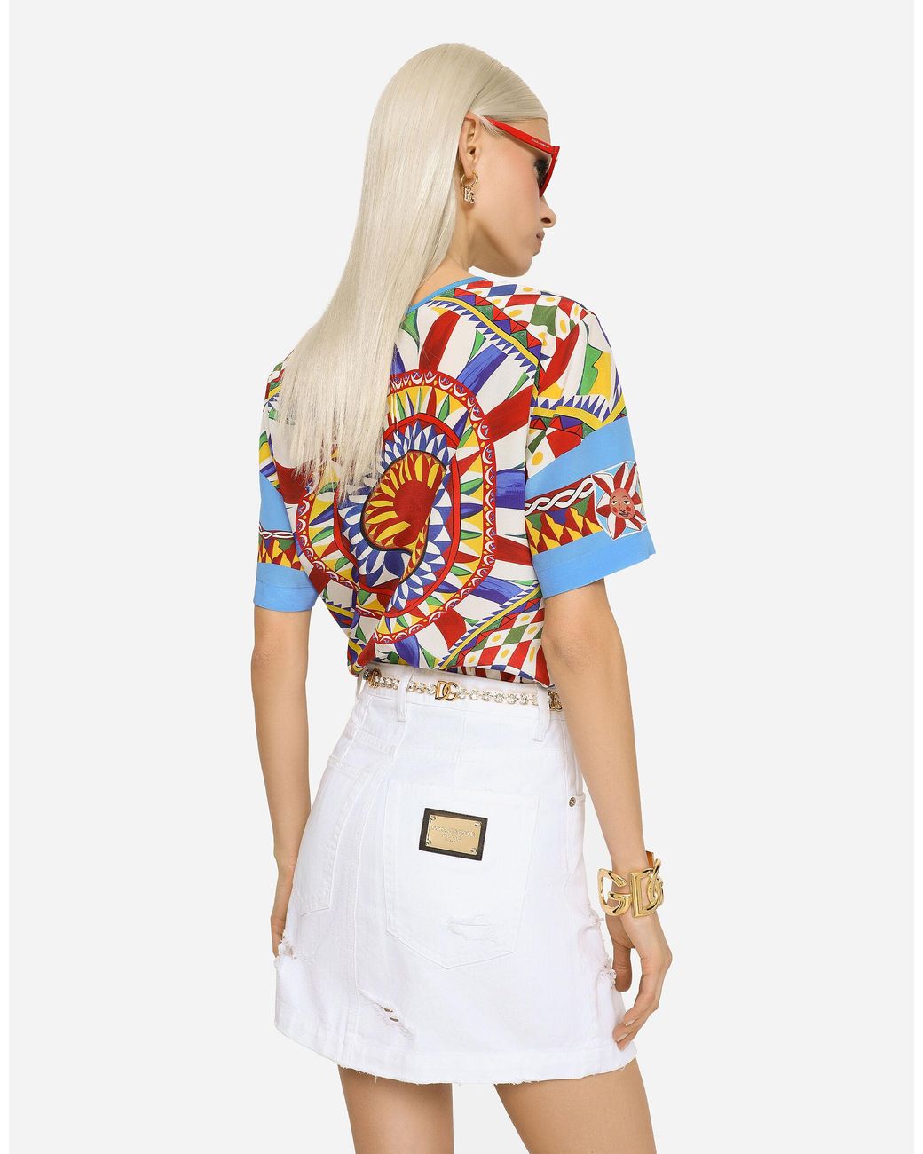 Dolce & Gabbana White Ripped Mini Denim Skirt