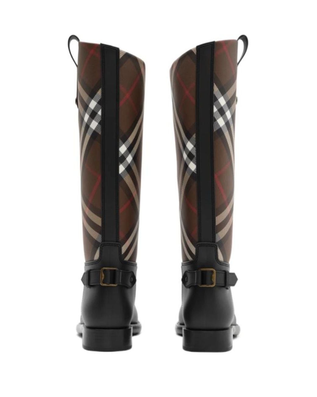 Burberry Black Lf Cavalier Check Rubber Boots