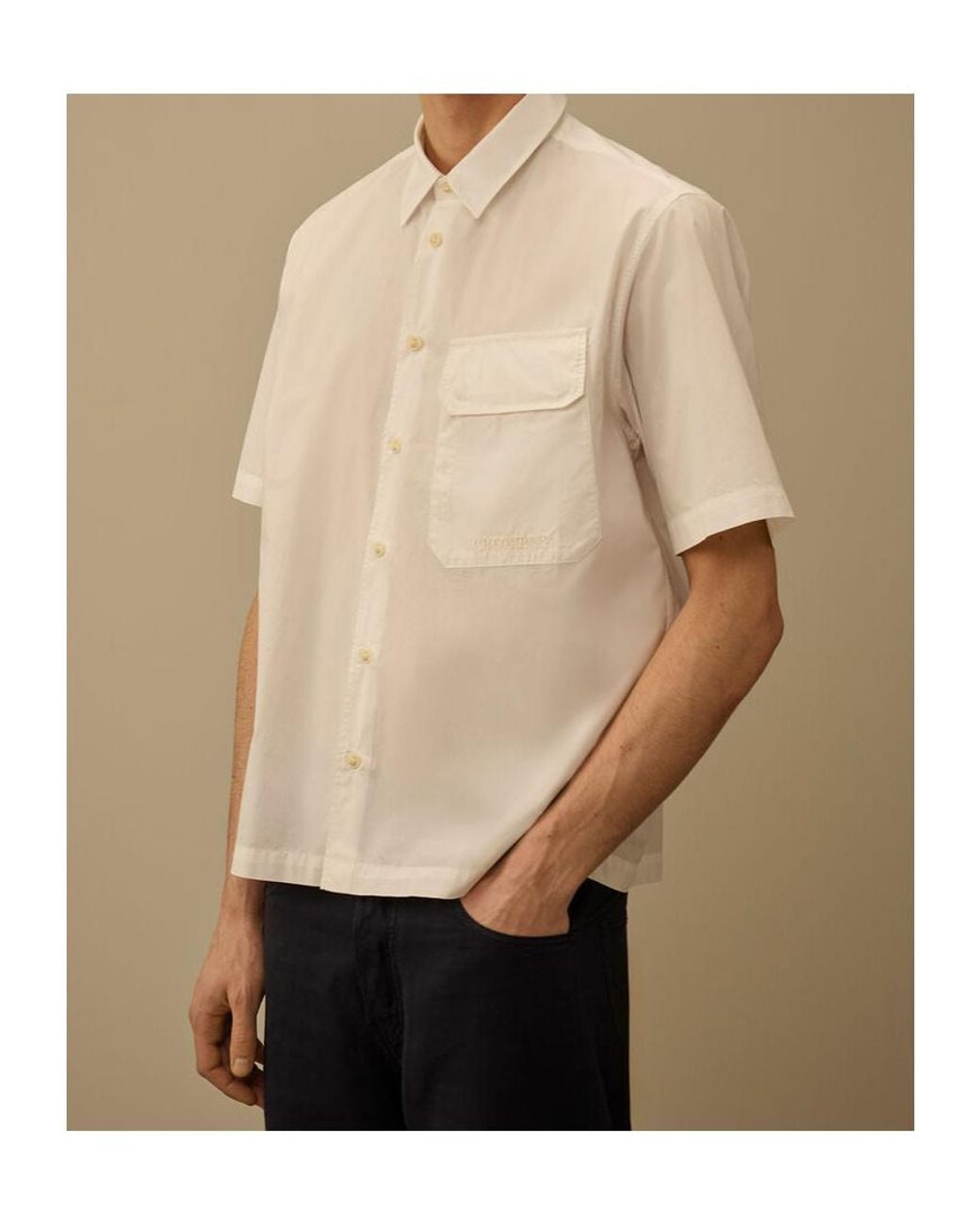 C P Company Natural Short-Sleeve Pocket Shirt for men