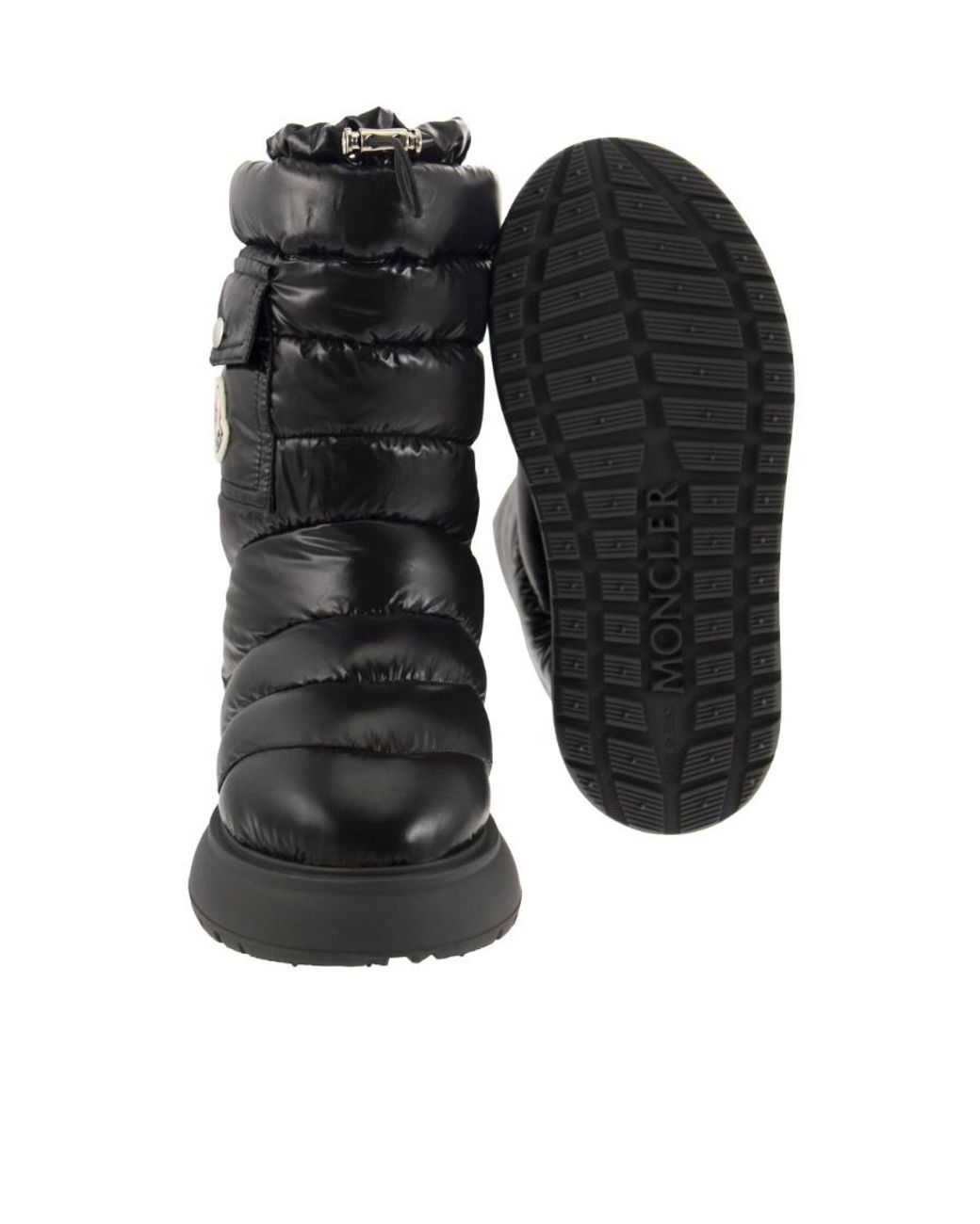 Moncler Black Logo Motif Patch Puffer Boots